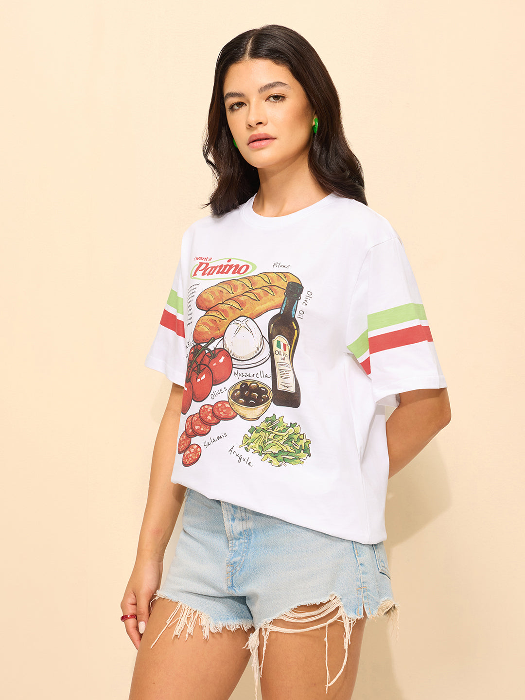 Womens Printed Oversized Cotton T-Shirt