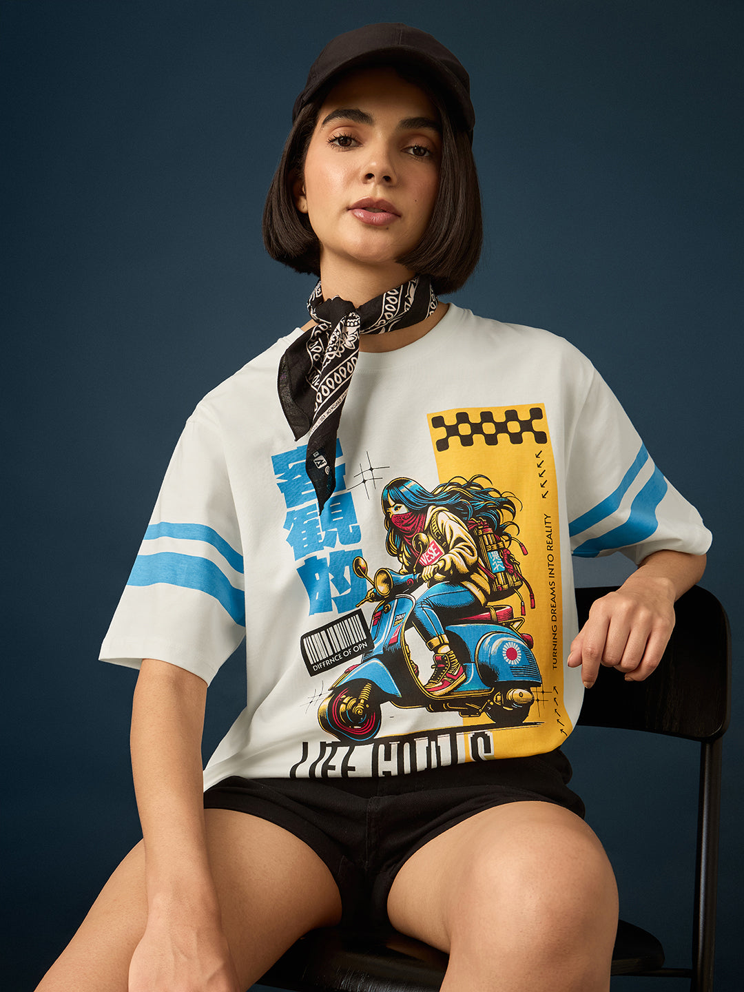 Womens Short Sleeve Printed Oversized Fit Tshirt 
