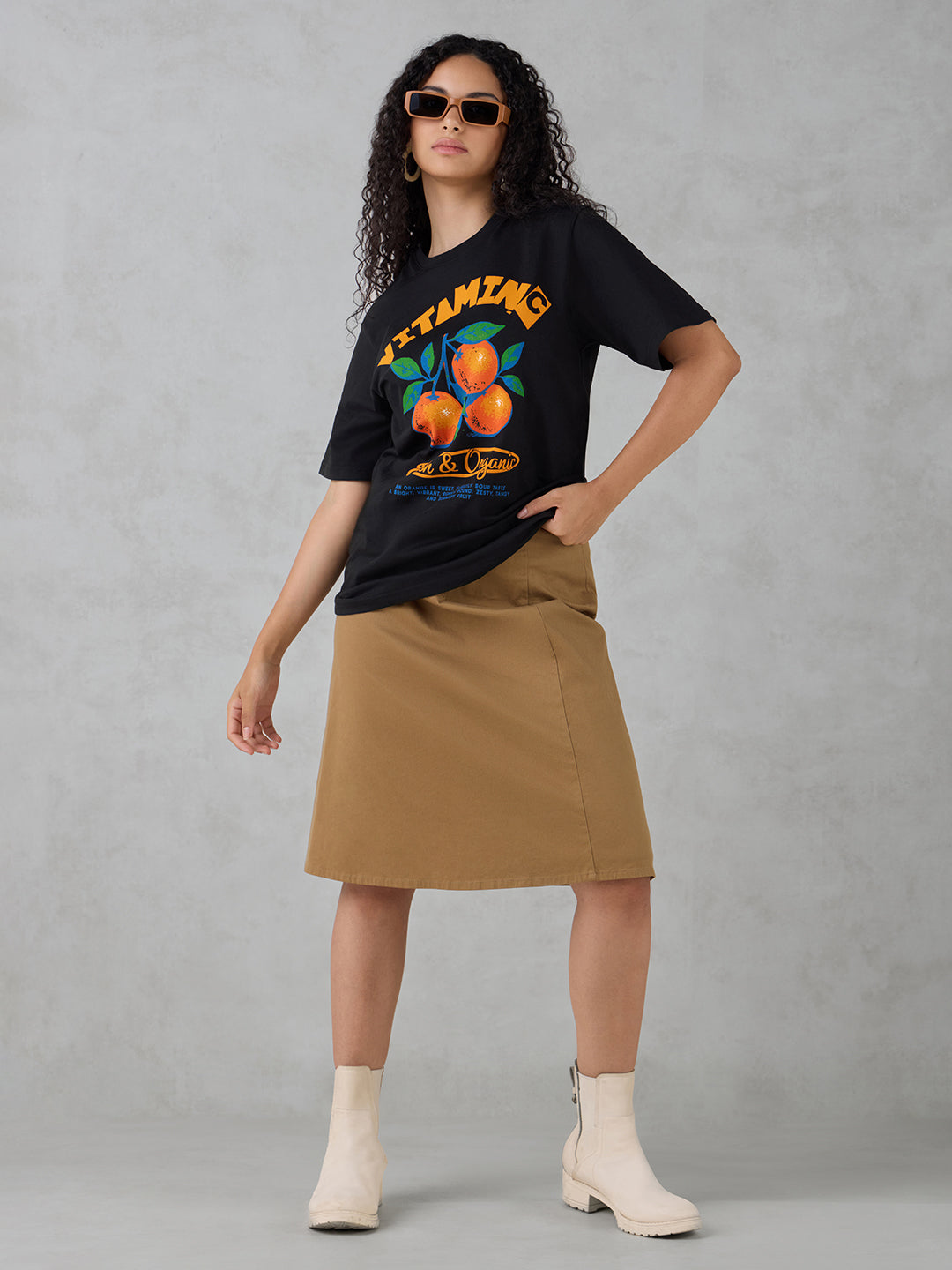 Womens Half Sleeve Printed Oversized Fit Tshirt