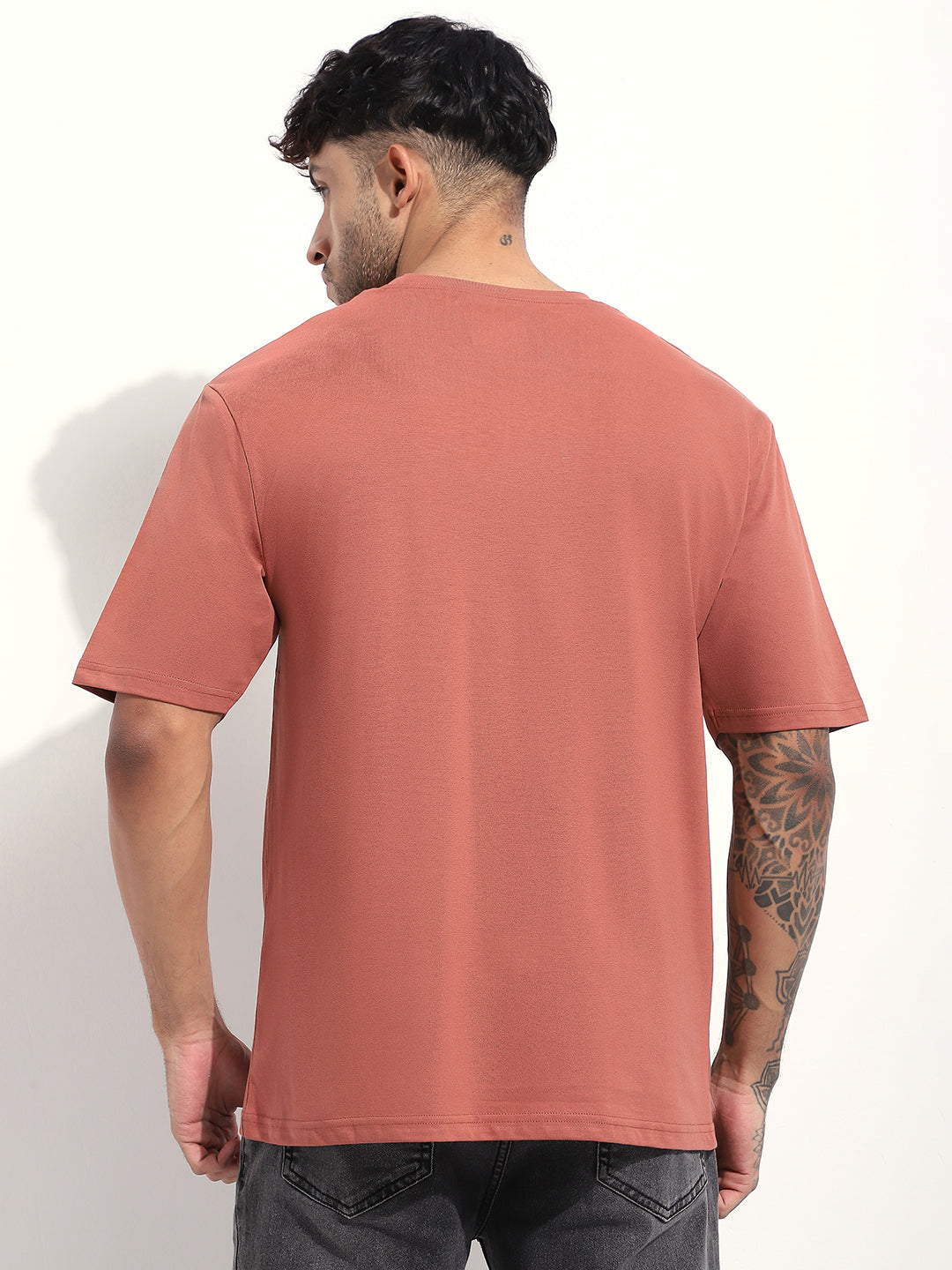 Mens Half Sleeve Round Neck Embroidered Oversized Fit Tshirts