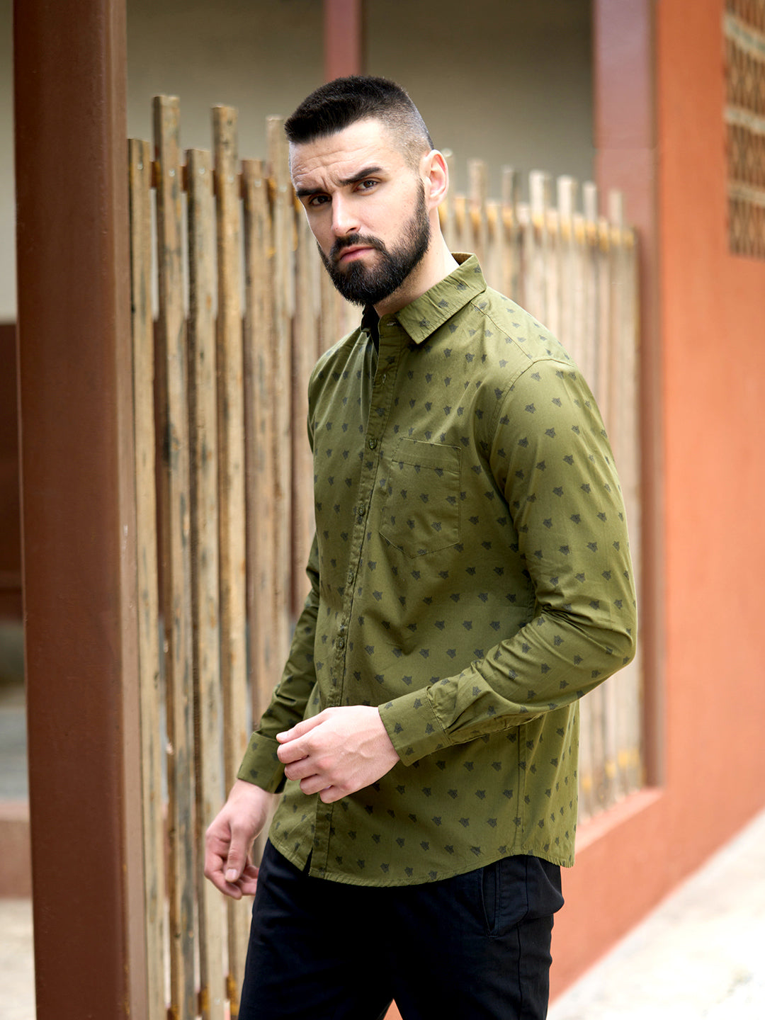 Men All Over Printed Full Sleeve Shirt With Pocket