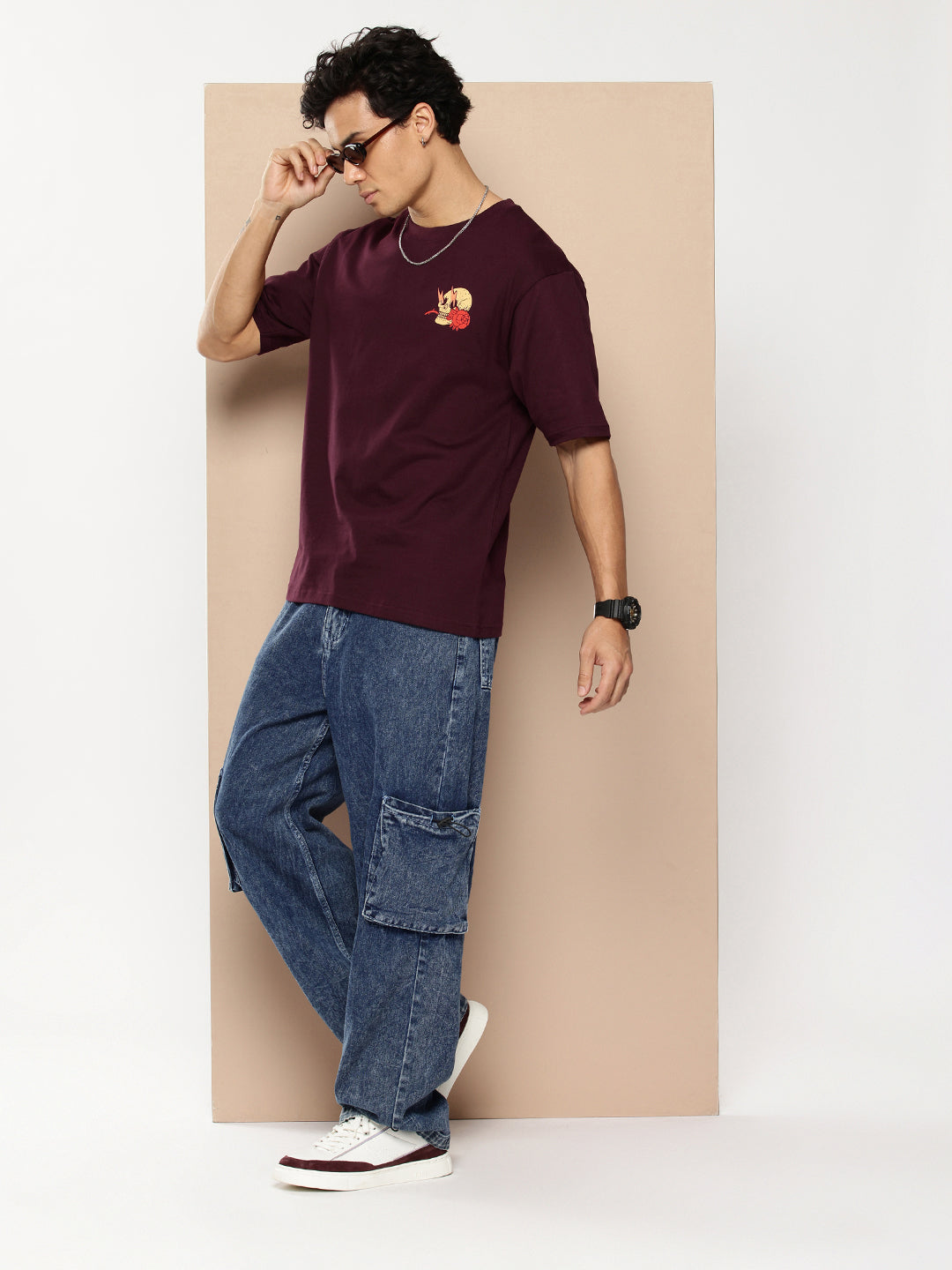 Mens Half Sleeve Round Neck Back Printed Oversized Fit Tshirts