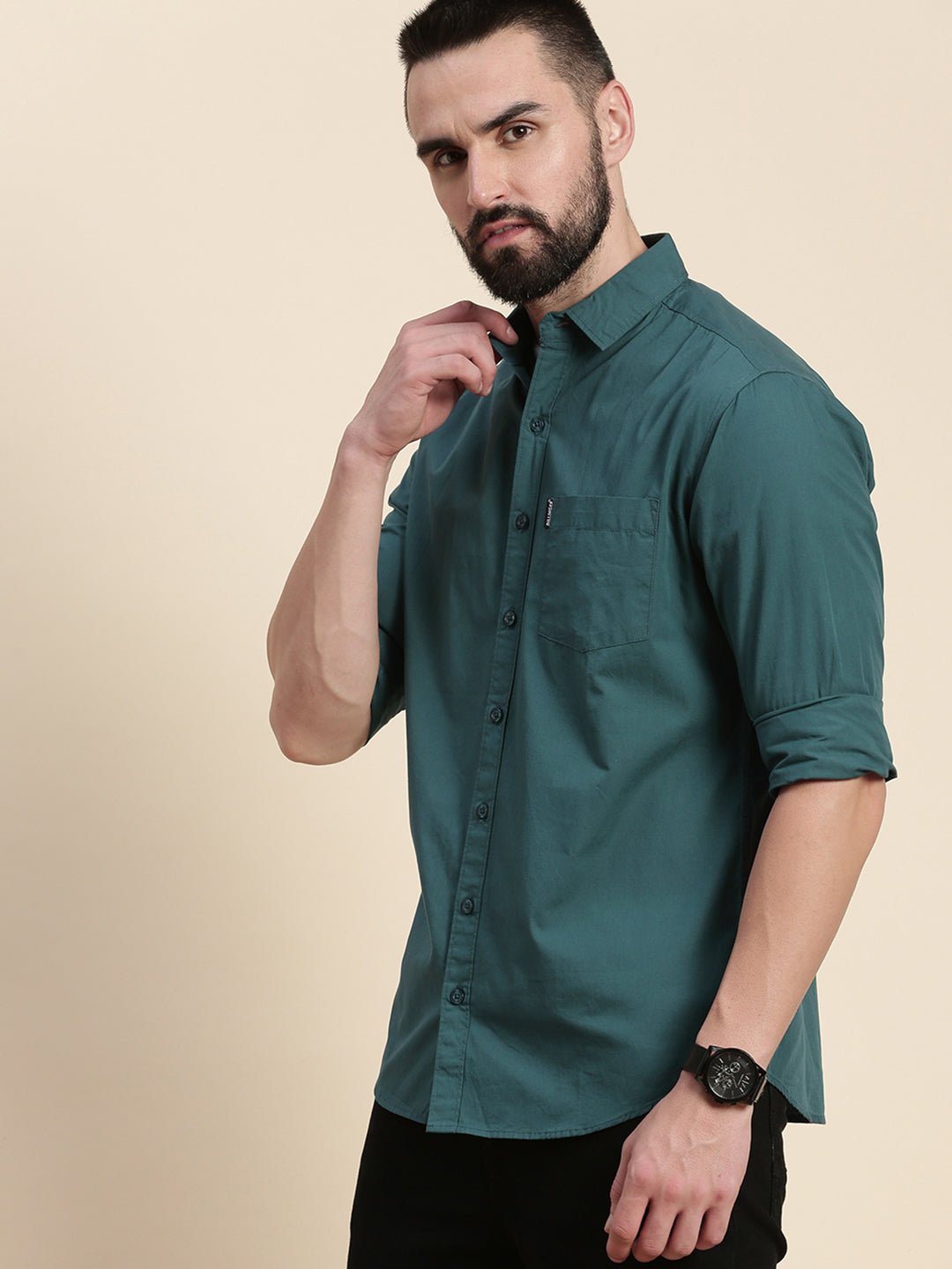 Mens Plain Full Sleeve Shirt With Pocket
