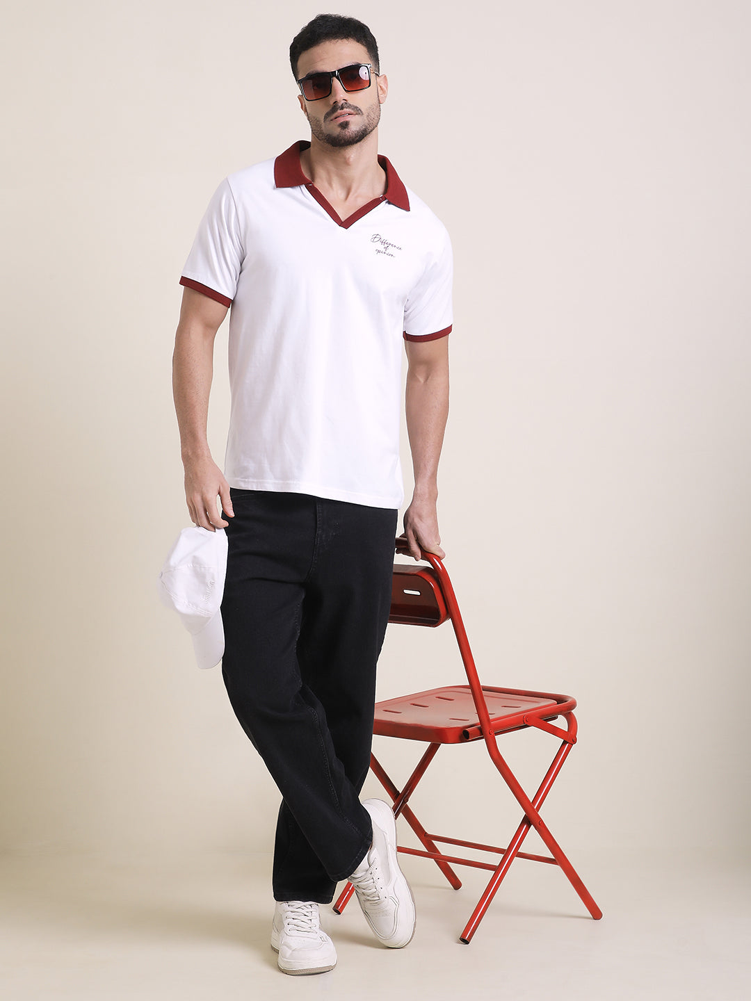 Mens Half Sleeve Polo Neck Back Printed Relaxed Fit Tshirts