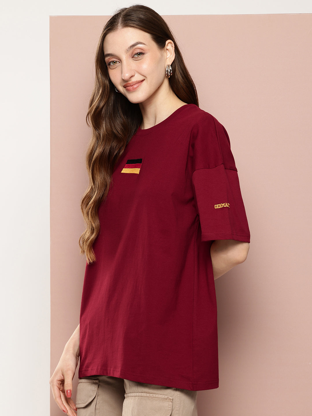 Womens Half Sleeve Drop Shoulder Printed Oversized Fit T-Shirts