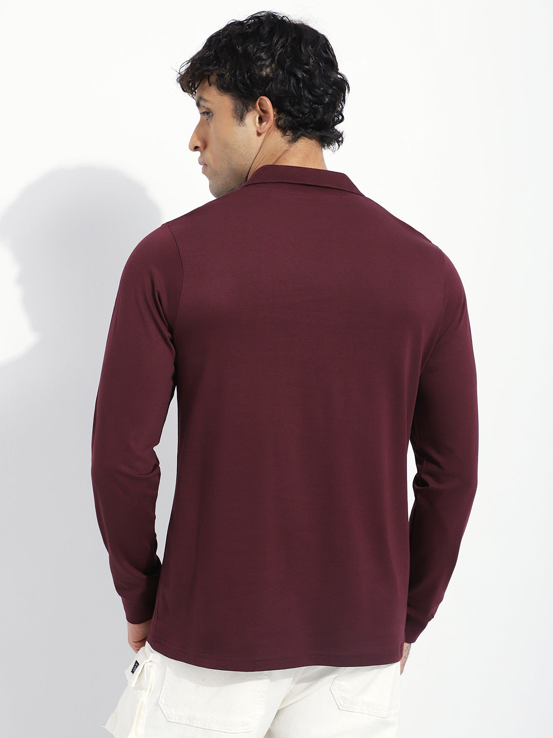 Mens Full Sleeve V-Neck Solid Regular Fit Tshirts