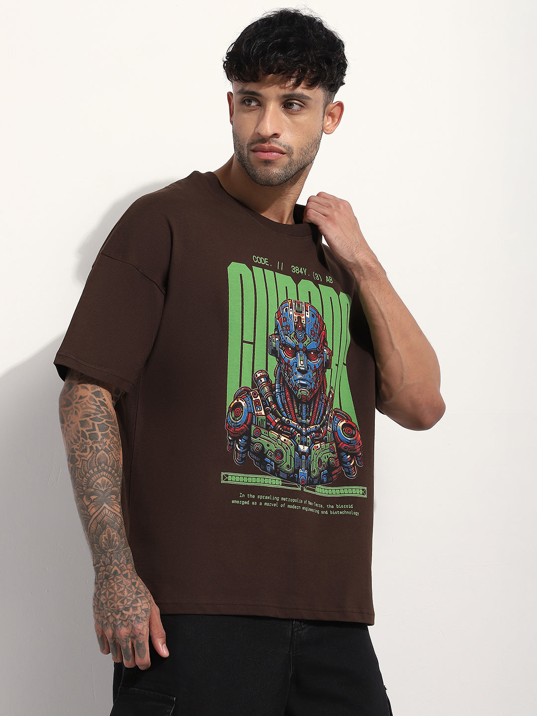Mens Half Sleeve Drop Shoulder Printed Oversized Fit T-Shirts