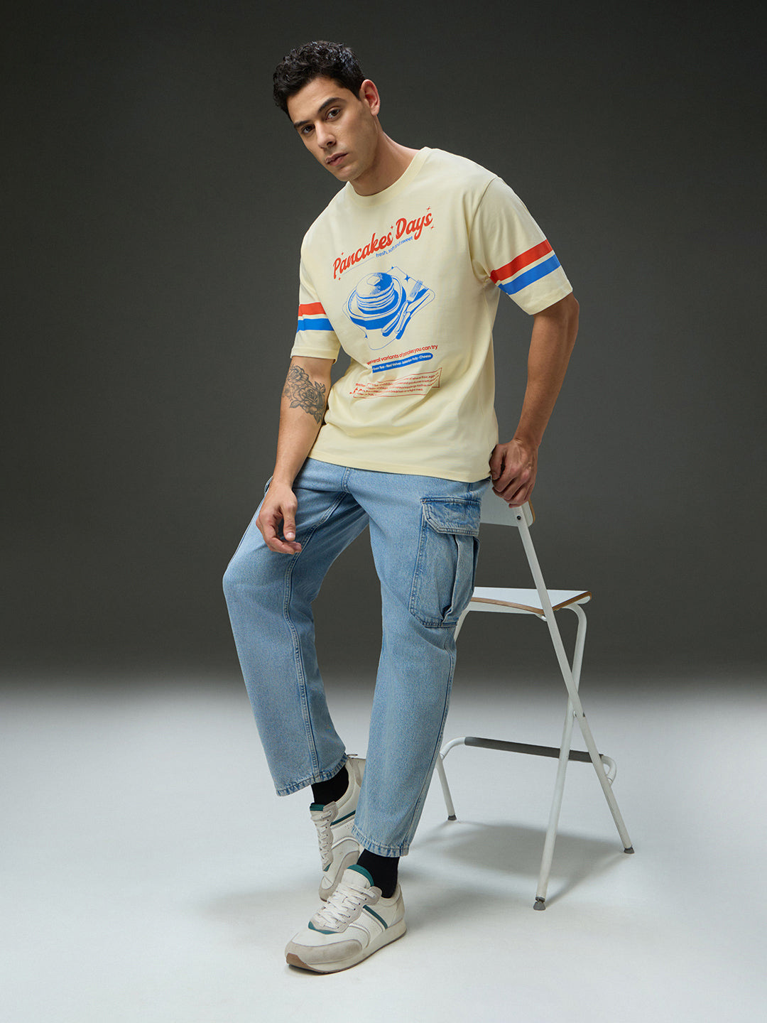 Mens Round Neck Half Sleeve Printed Oversized Fit Tshirt