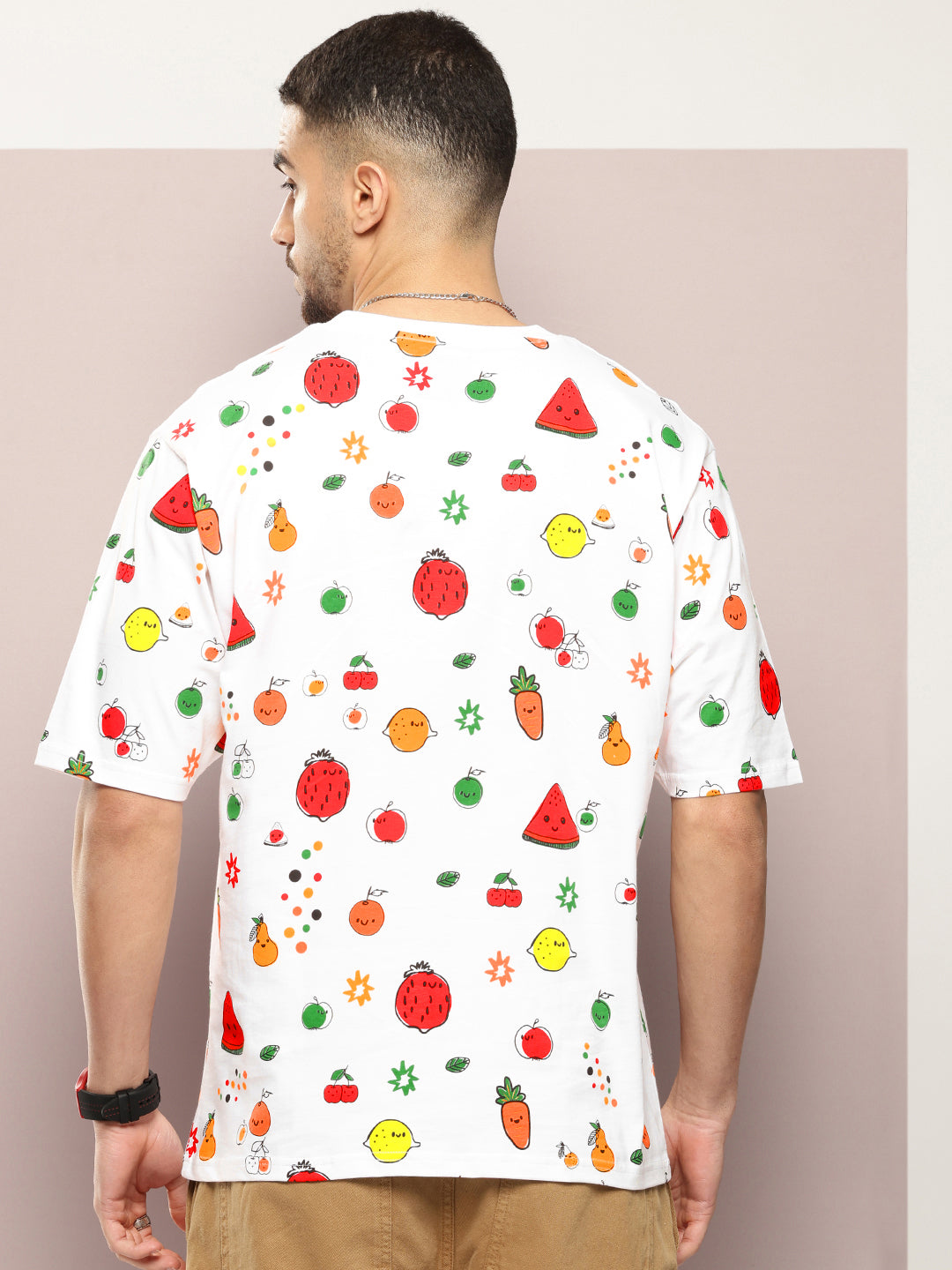 Mens Half Sleeve Round Neck All-Over Printed Oversized Fit Tshirts