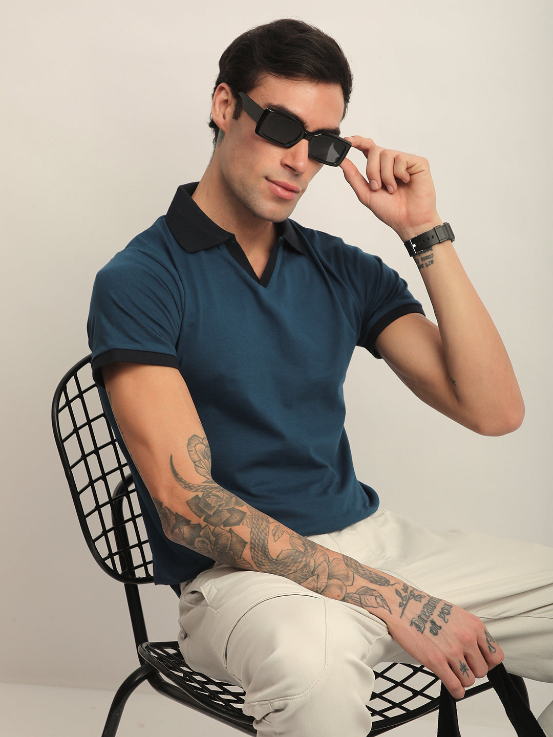 Mens Half Sleeve Polo Neck Solid Regular Fit Tshirts