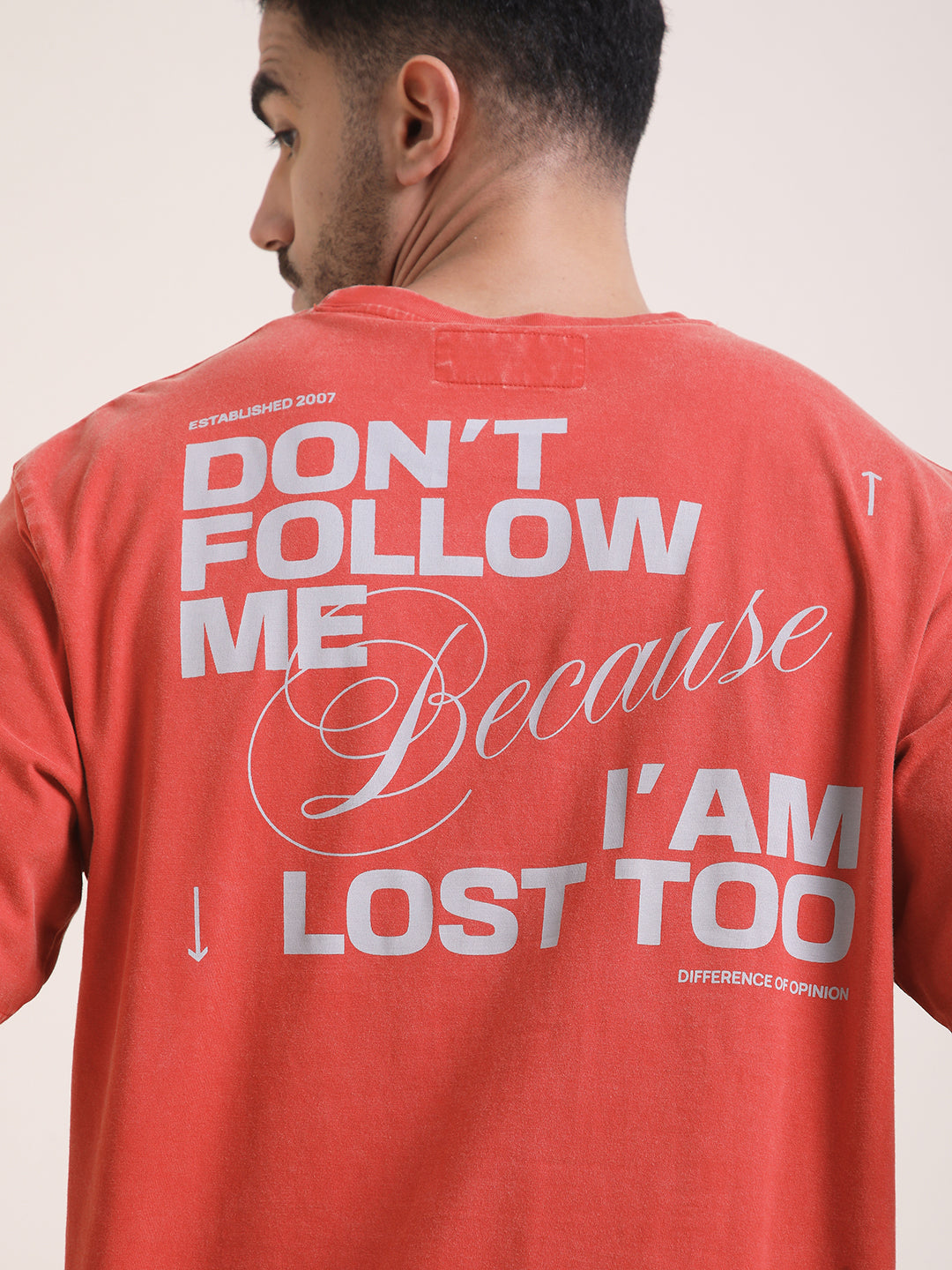 Mens Half Sleeve Round Neck Back Printed Oversized Fit Tshirts