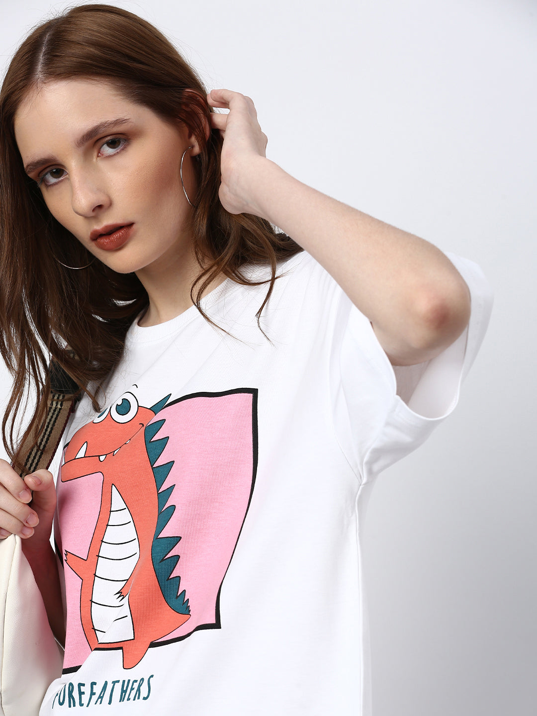 Womens Half Sleeve Drop Shoulder Printed Oversized Fit T-Shirts