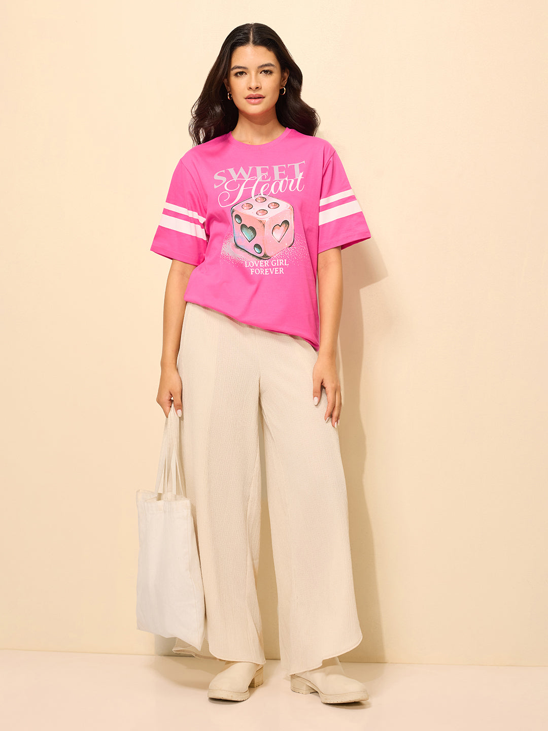 Womens Printed Oversized Cotton T-Shirt