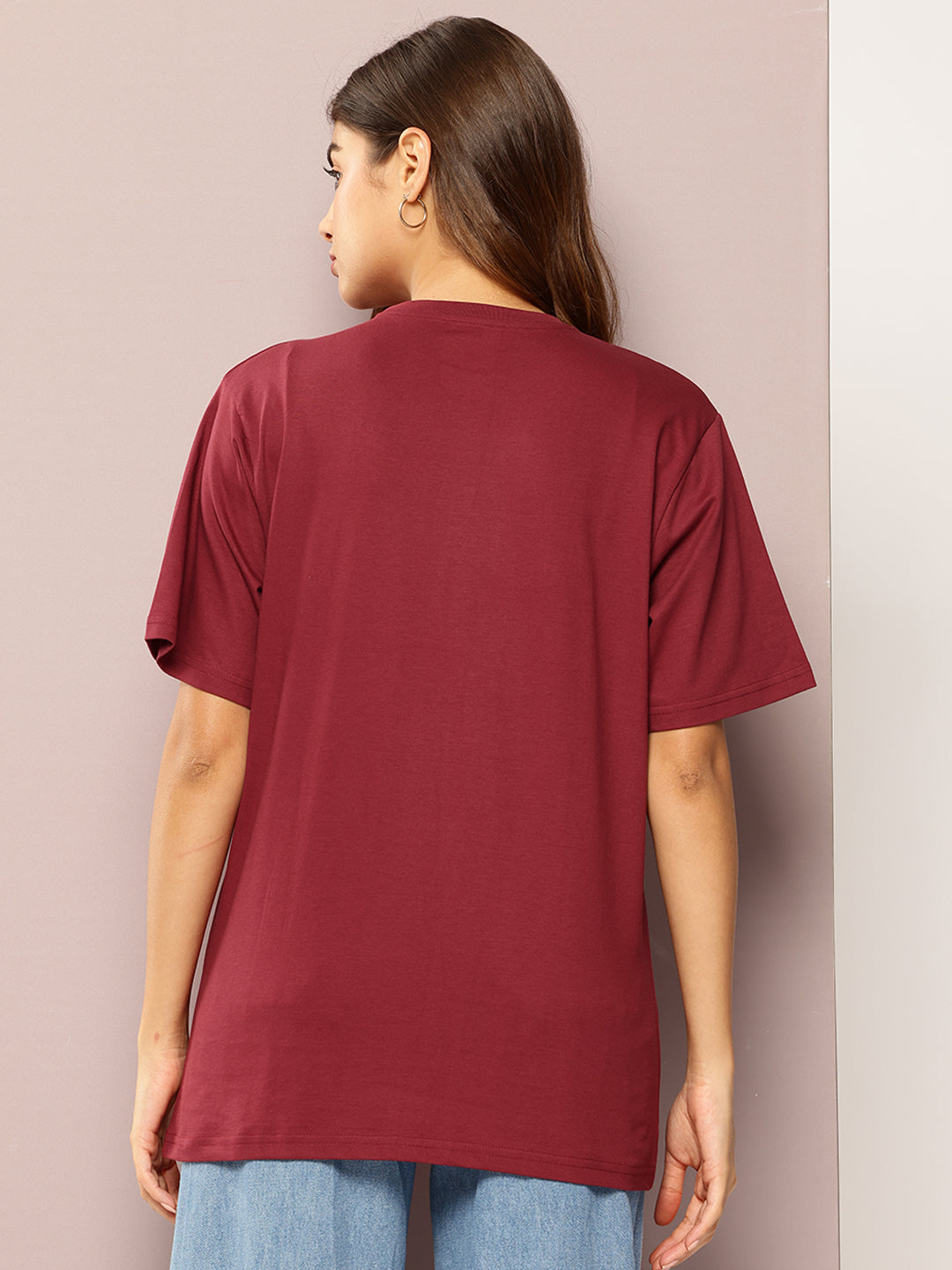 Womens Short Sleeve Printed Oversized Fit Tshirt