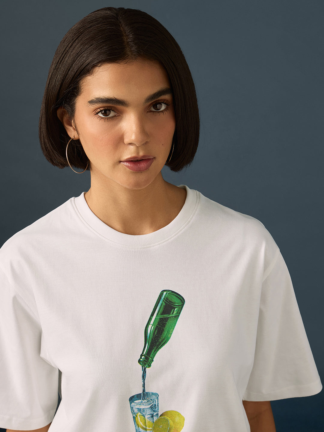 Womens Short Sleeve Printed Oversized Fit Tshirt 