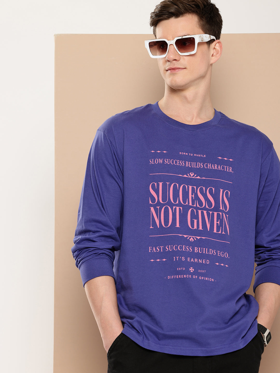 Mens Full Sleeve Round Neck Printed Oversized Fit Tshirts