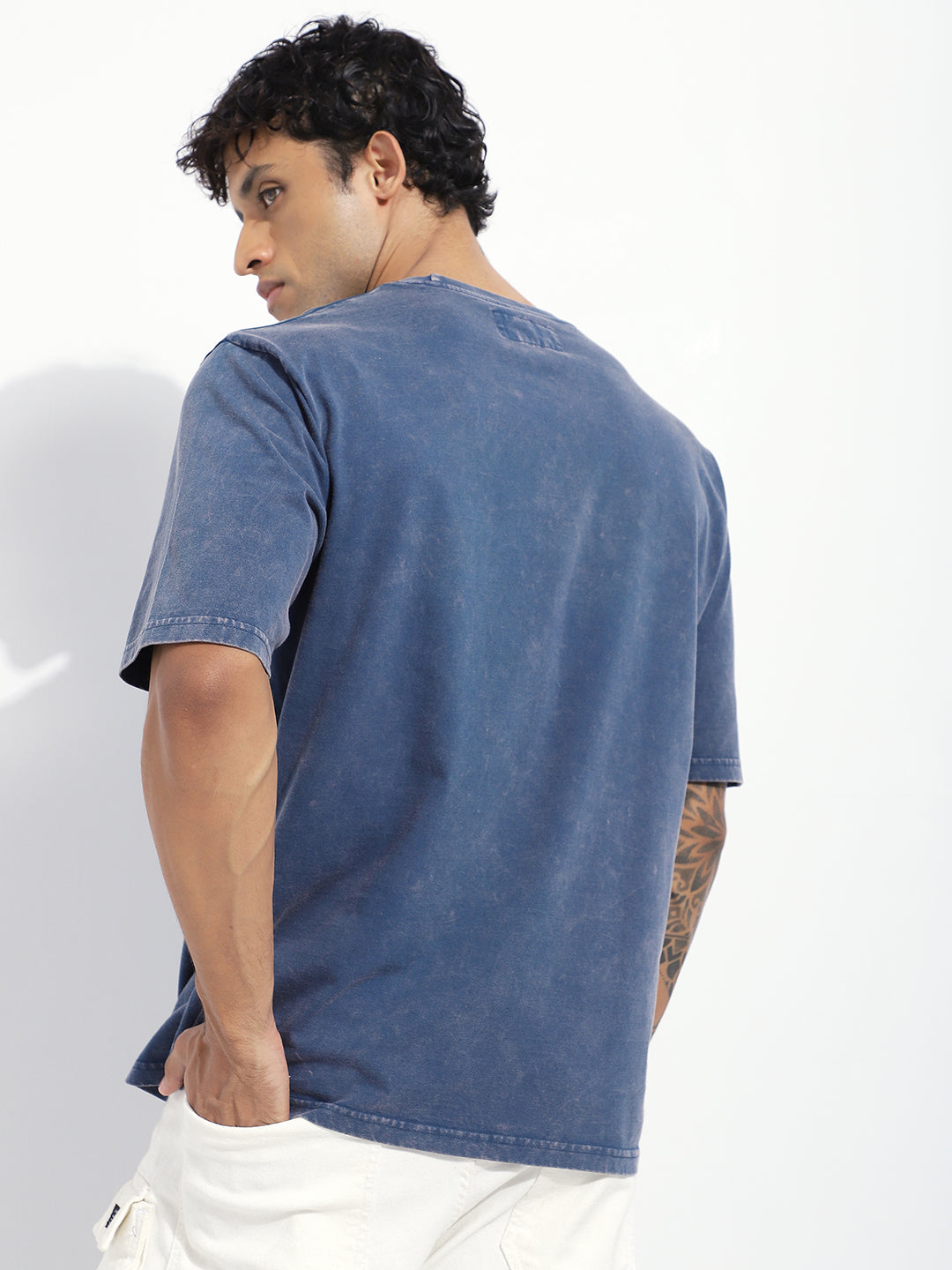 Mens Half Sleeve Round Neck Striped Oversized Fit Tshirts