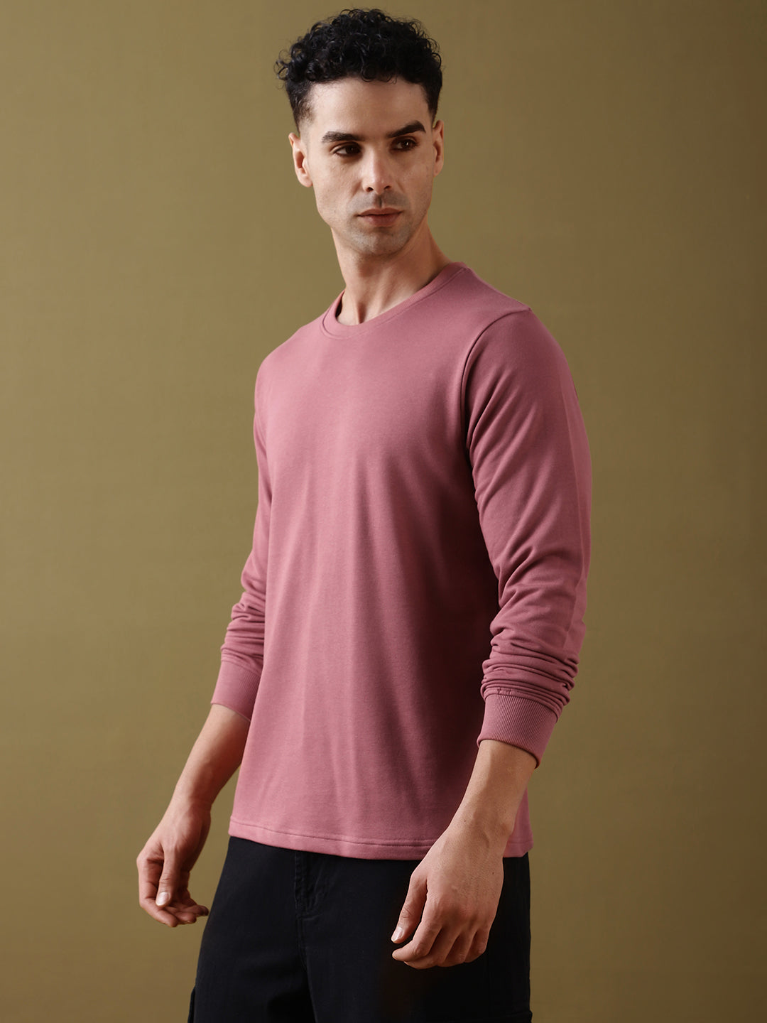 Mens Long Sleeve Round Neck Regular Fit T-Shirt