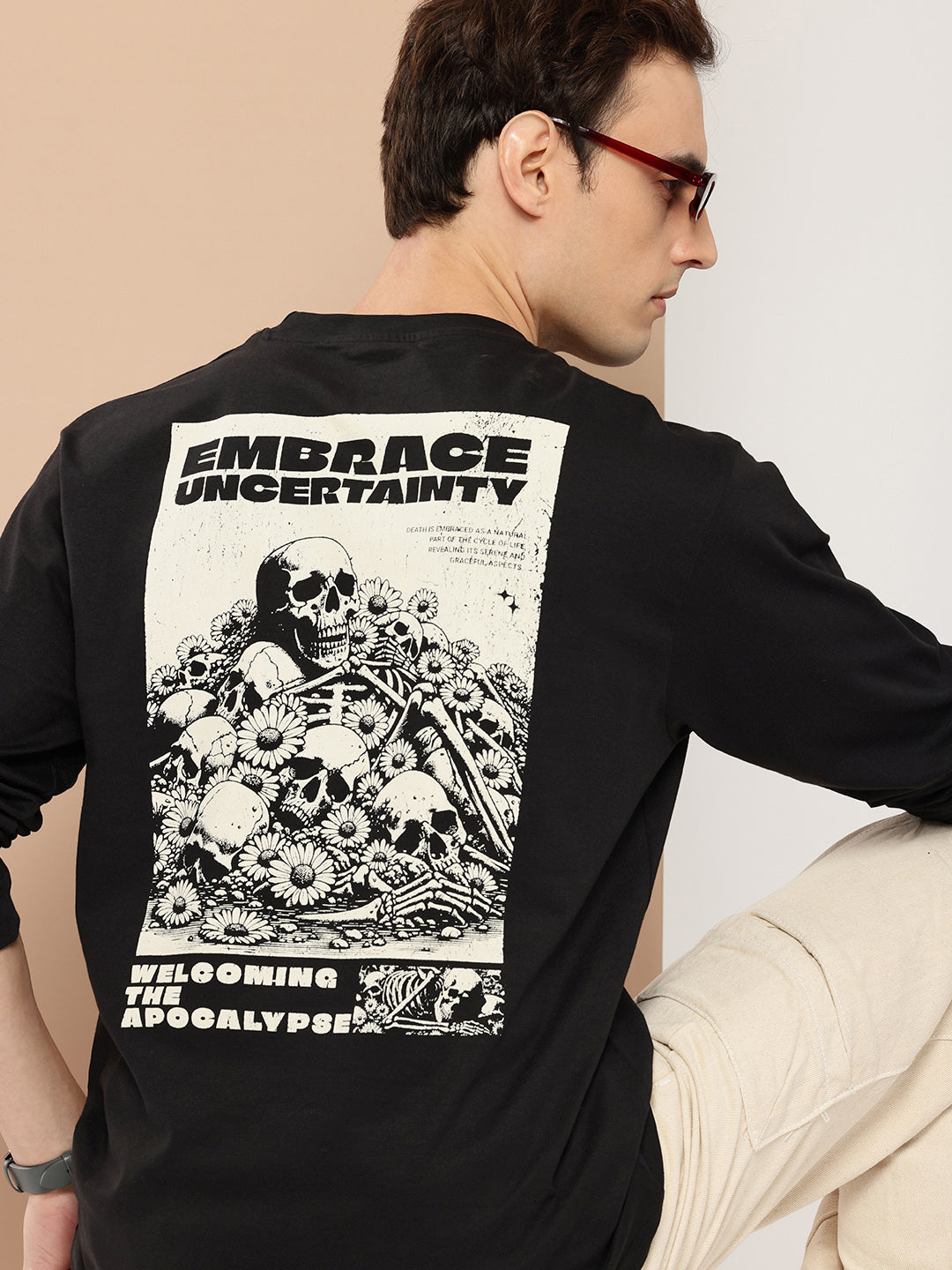 Mens Full Sleeve Round Neck Back Printed Oversized Fit Tshirts