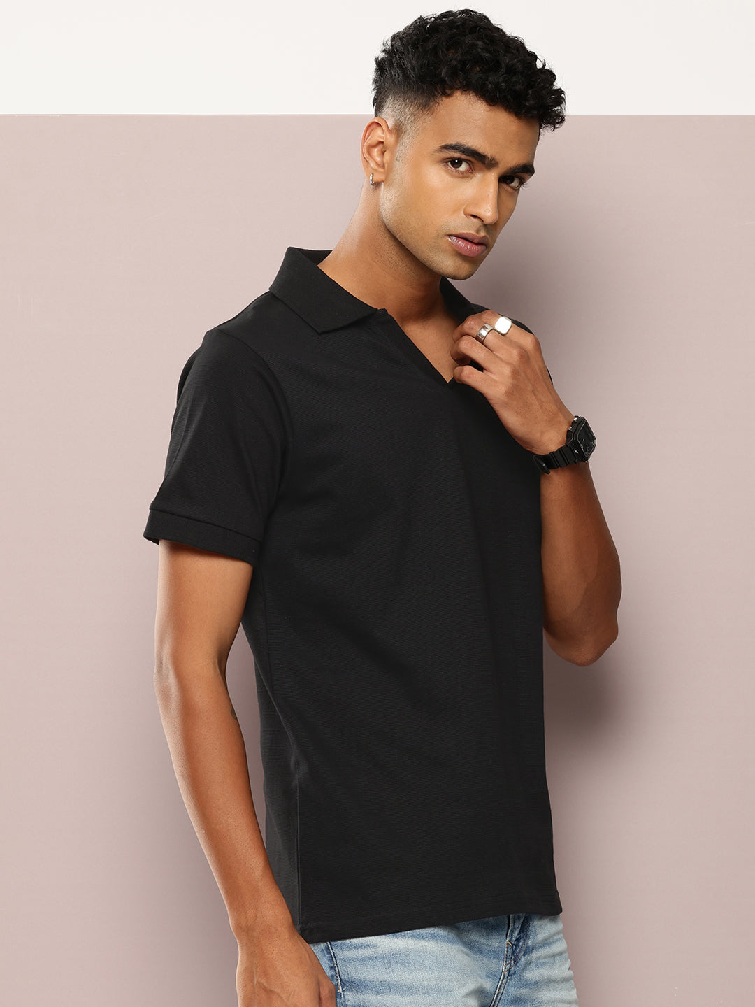 Mens Half Sleeve Polo Neck Solid Regular Fit Tshirts