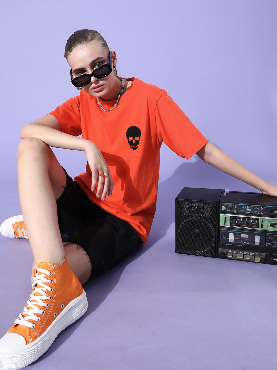 Womens Half Sleeve Round Neck Oversized Fit T-Shirts