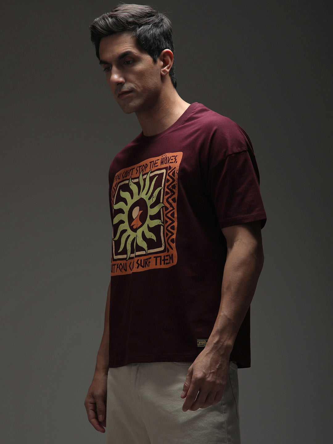 Mens Half Sleeve Drop Shoulder Printed Oversized Fit T-Shirts