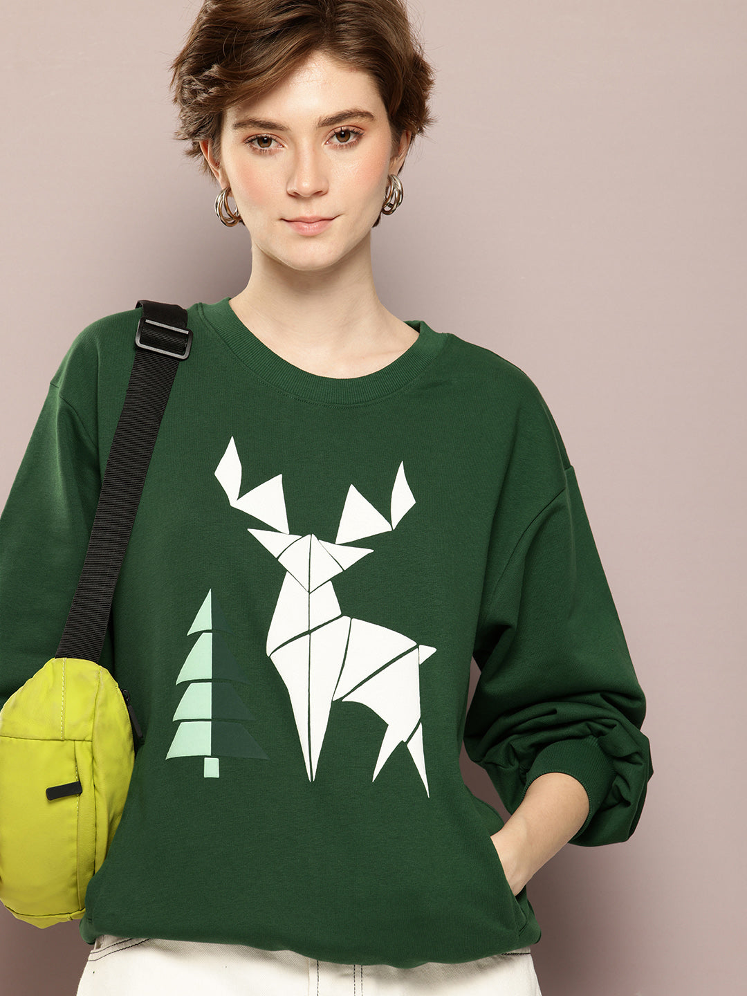 Womens Oversized Puff Printed Sweatshirt