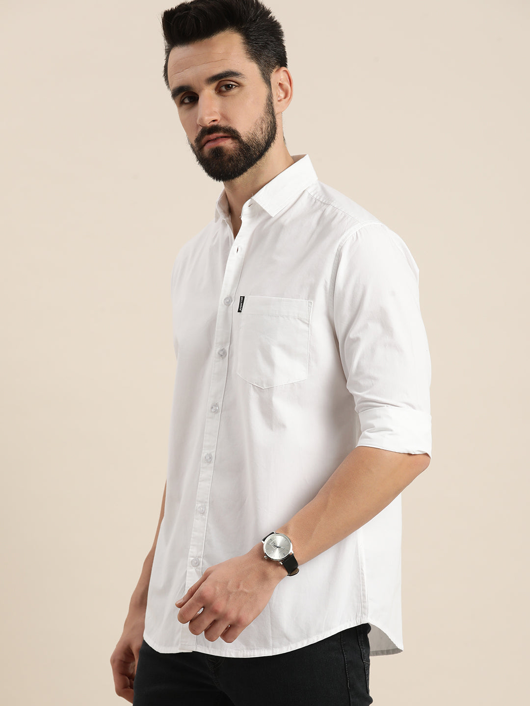 Mens Plain Full Sleeve Shirt With Pocket