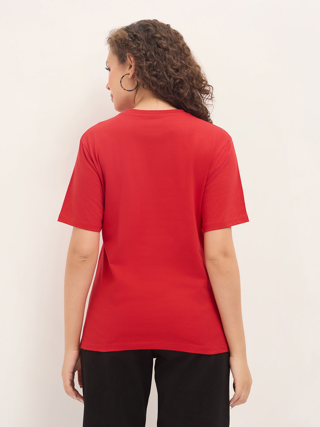 Womens Half Sleeve Round Neck Puff Print Oversized Fit Tshirts