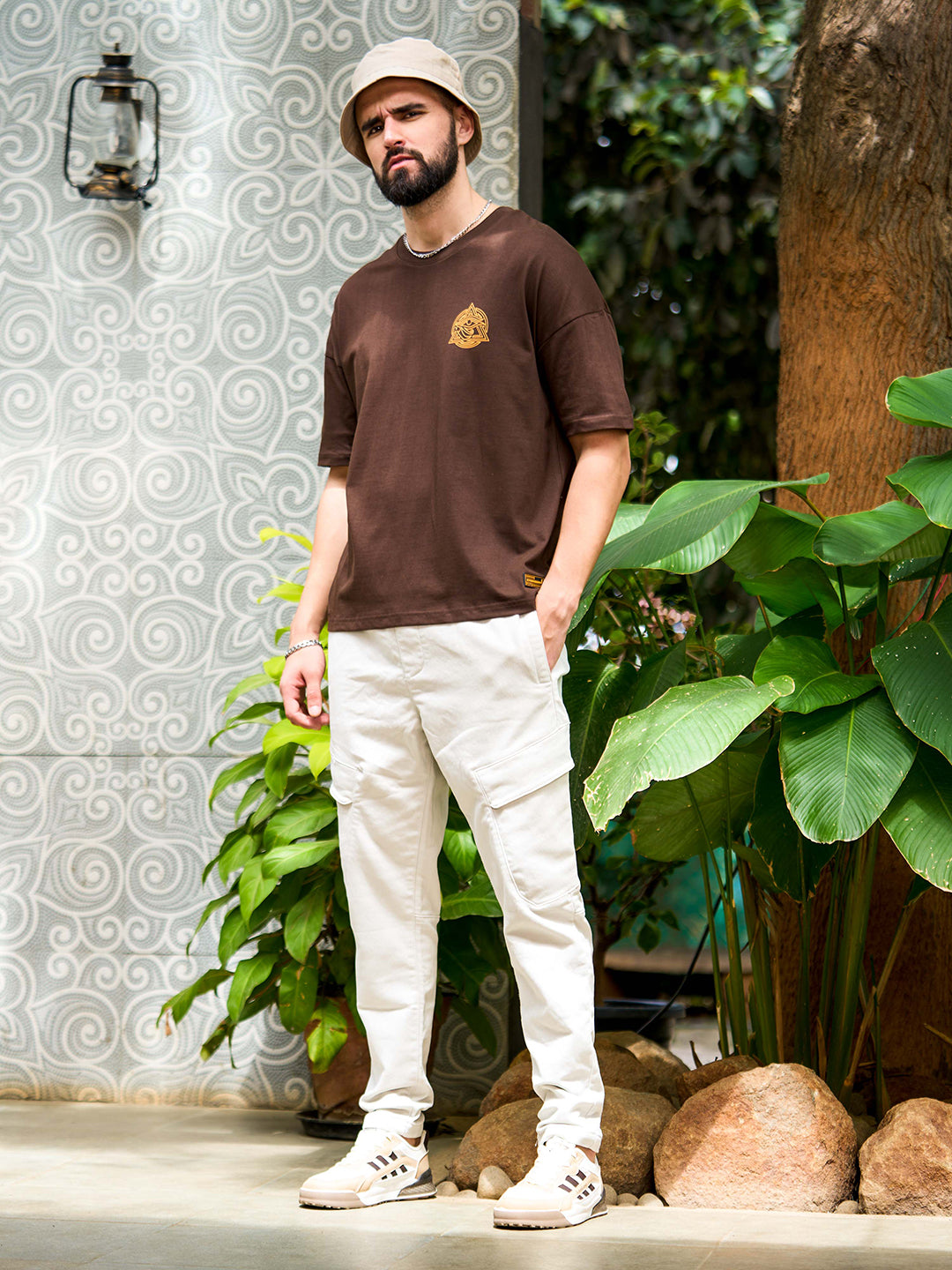 Mens Half Sleeve Drop Shoulder Printed Oversized Fit T-Shirts