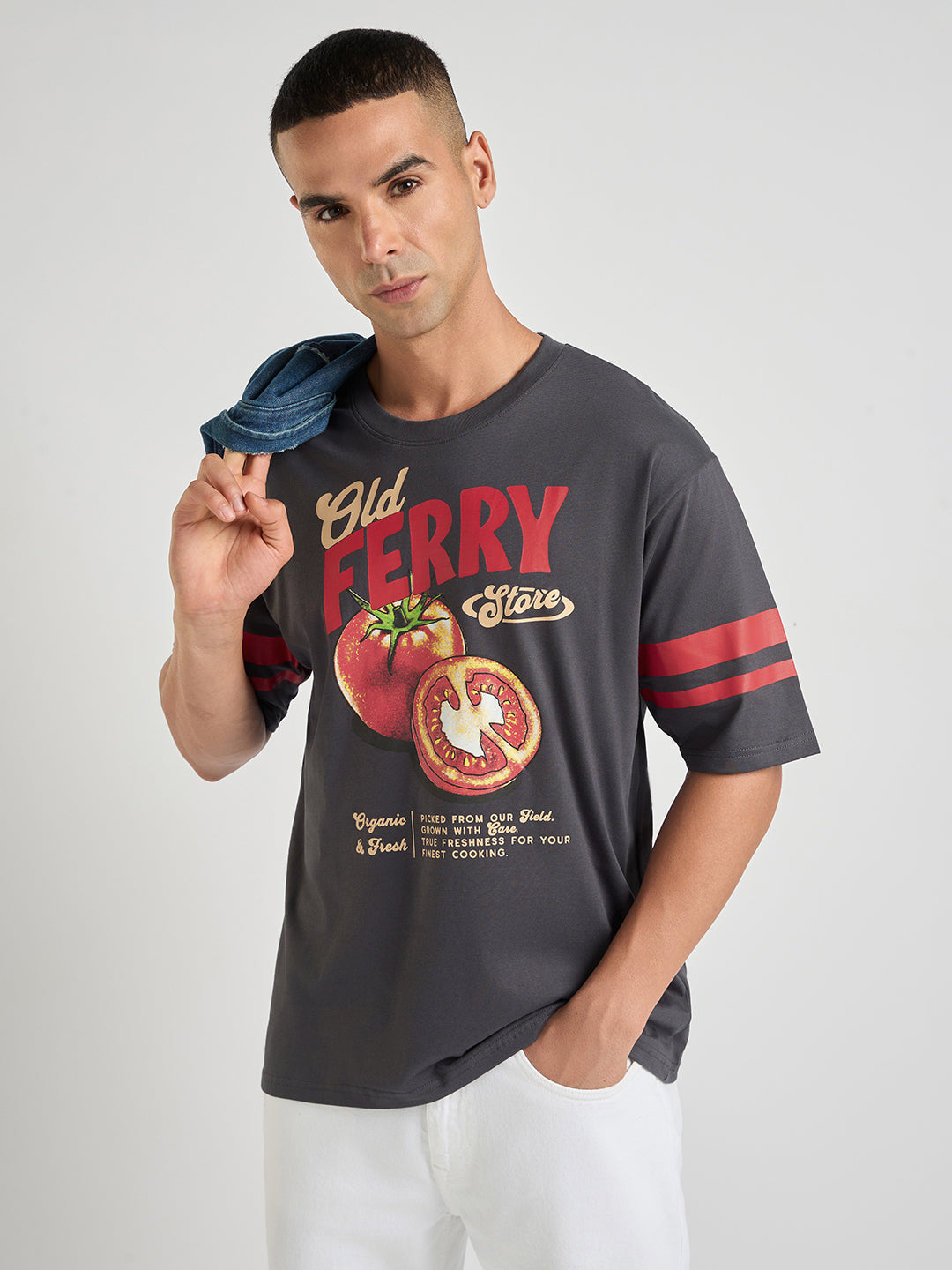 Mens Printed Oversized Cotton Round Neck Tshirt