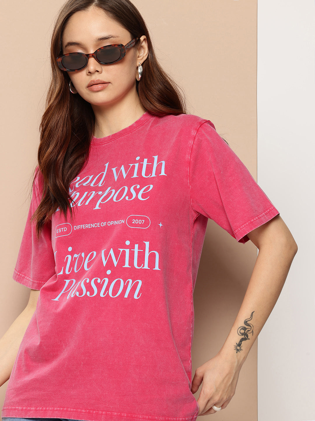 Womens Half Sleeve Round Neck Printed Oversized Fit Tshirts