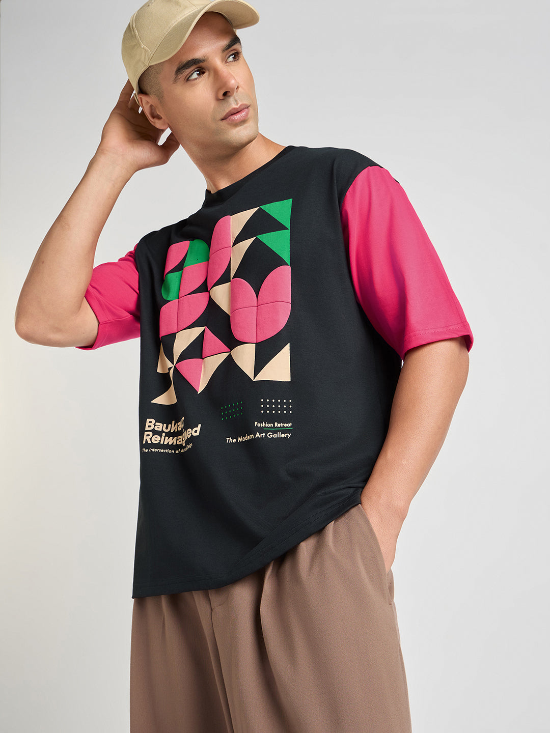 Mens Puff Printed Oversized Half Sleeve Round Neck Tshirt