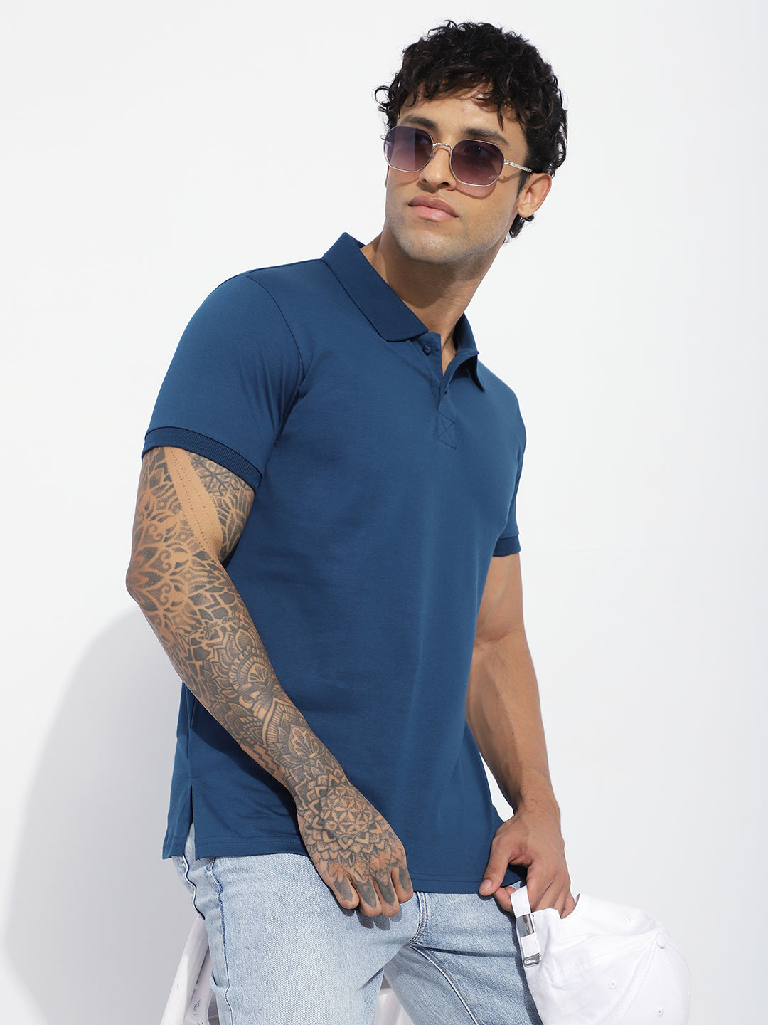 Mens Half Sleeve Polo Neck Solid Regular Fit Tshirts