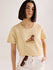 Womens Embroidery Boxy Regular Fit French Terry Cotton Tshirt