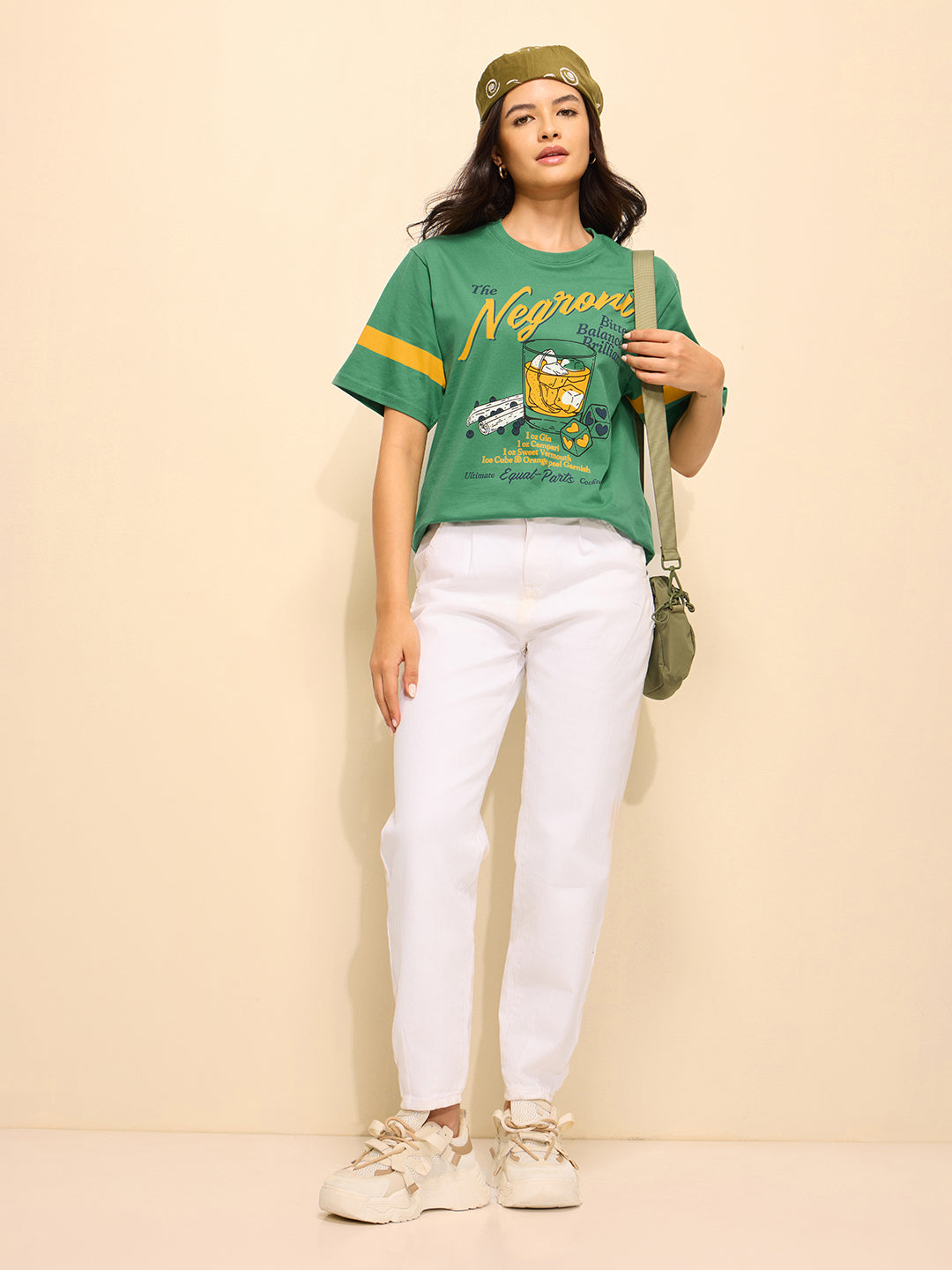 Womens Printed Oversized Fit Cotton T-Shirt
