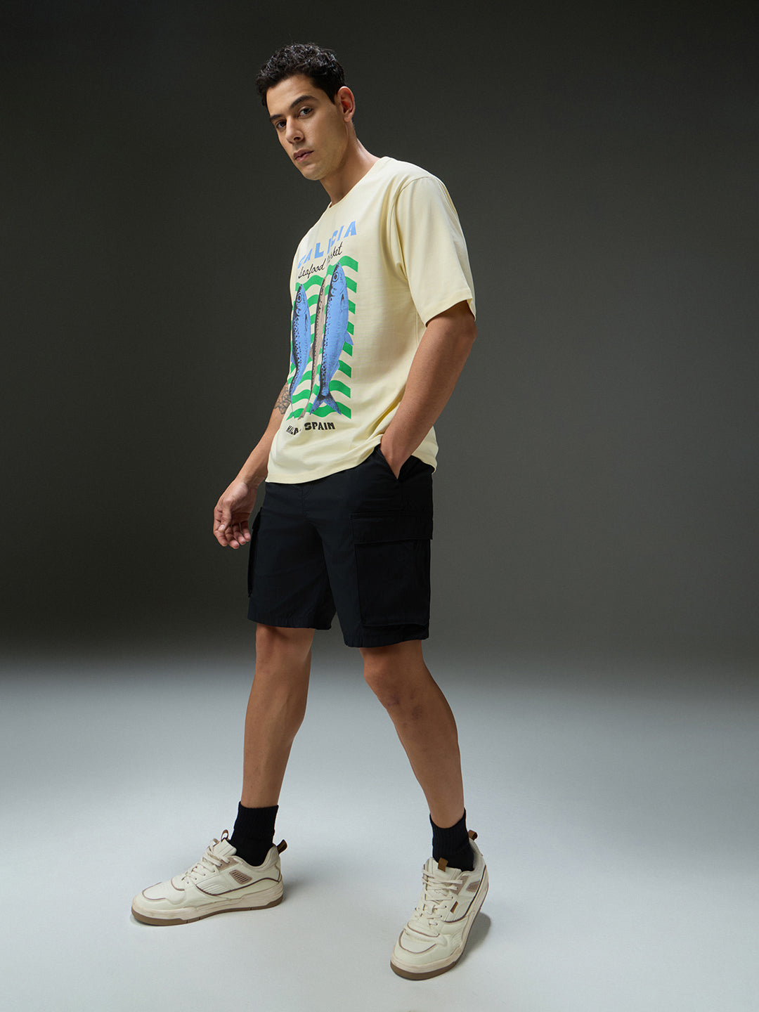 Mens Round Neck Half Sleeve Printed Oversized Fit Tshirt