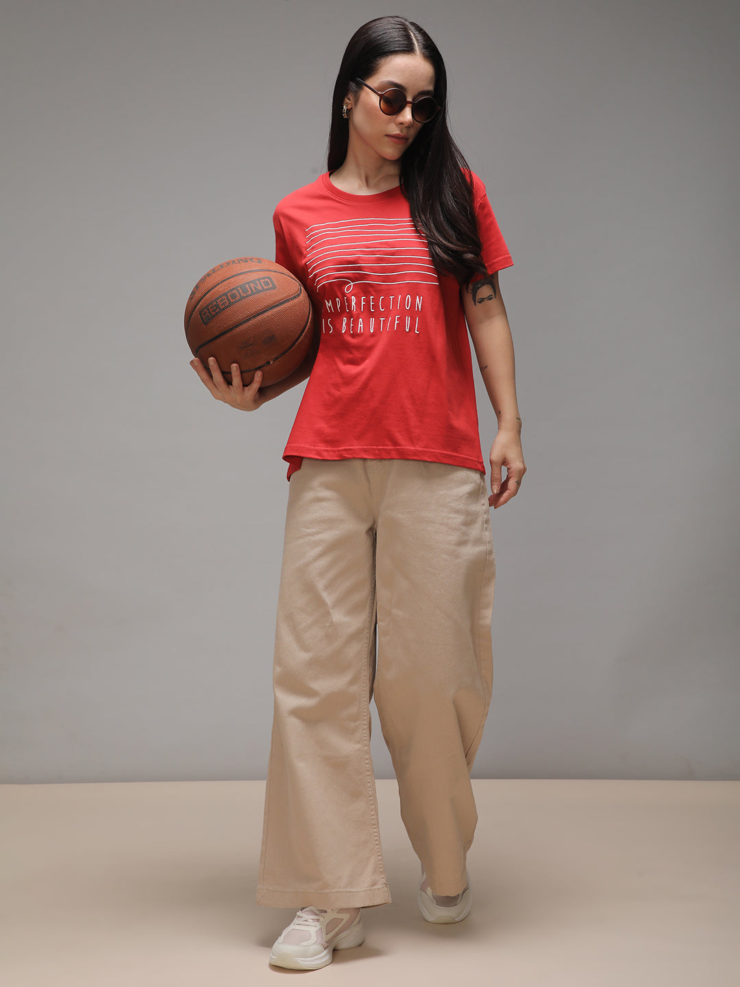 Womens Half Sleeve Round Neck Embroidery Boxy Fit Tshirts