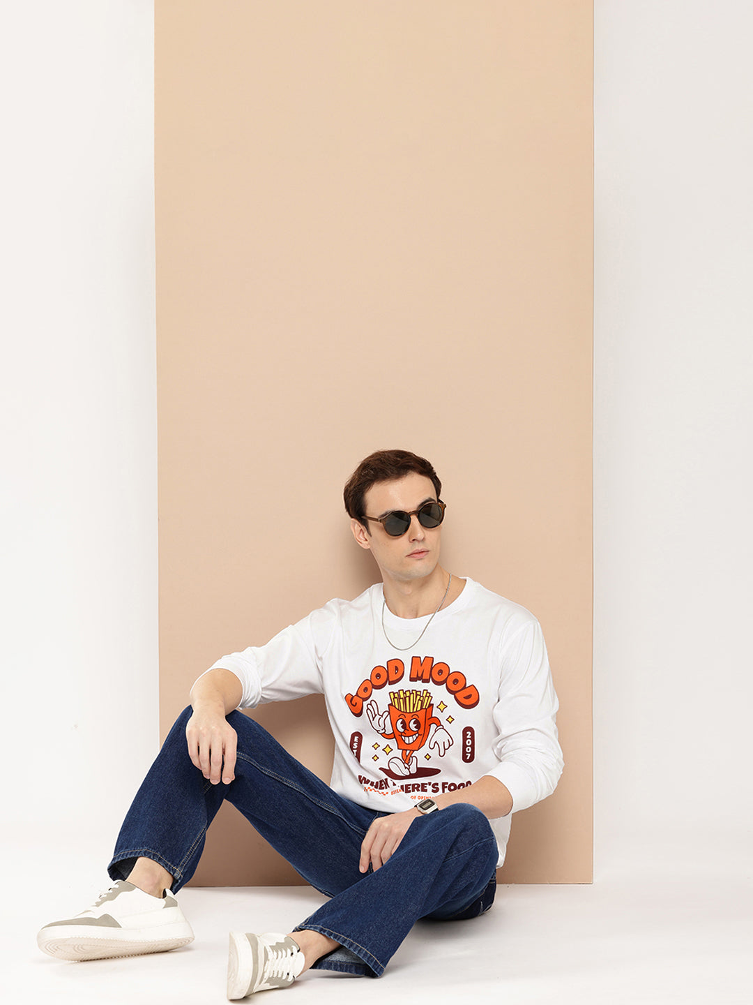 Mens Full Sleeve Round Neck Printed Oversized Fit Tshirts