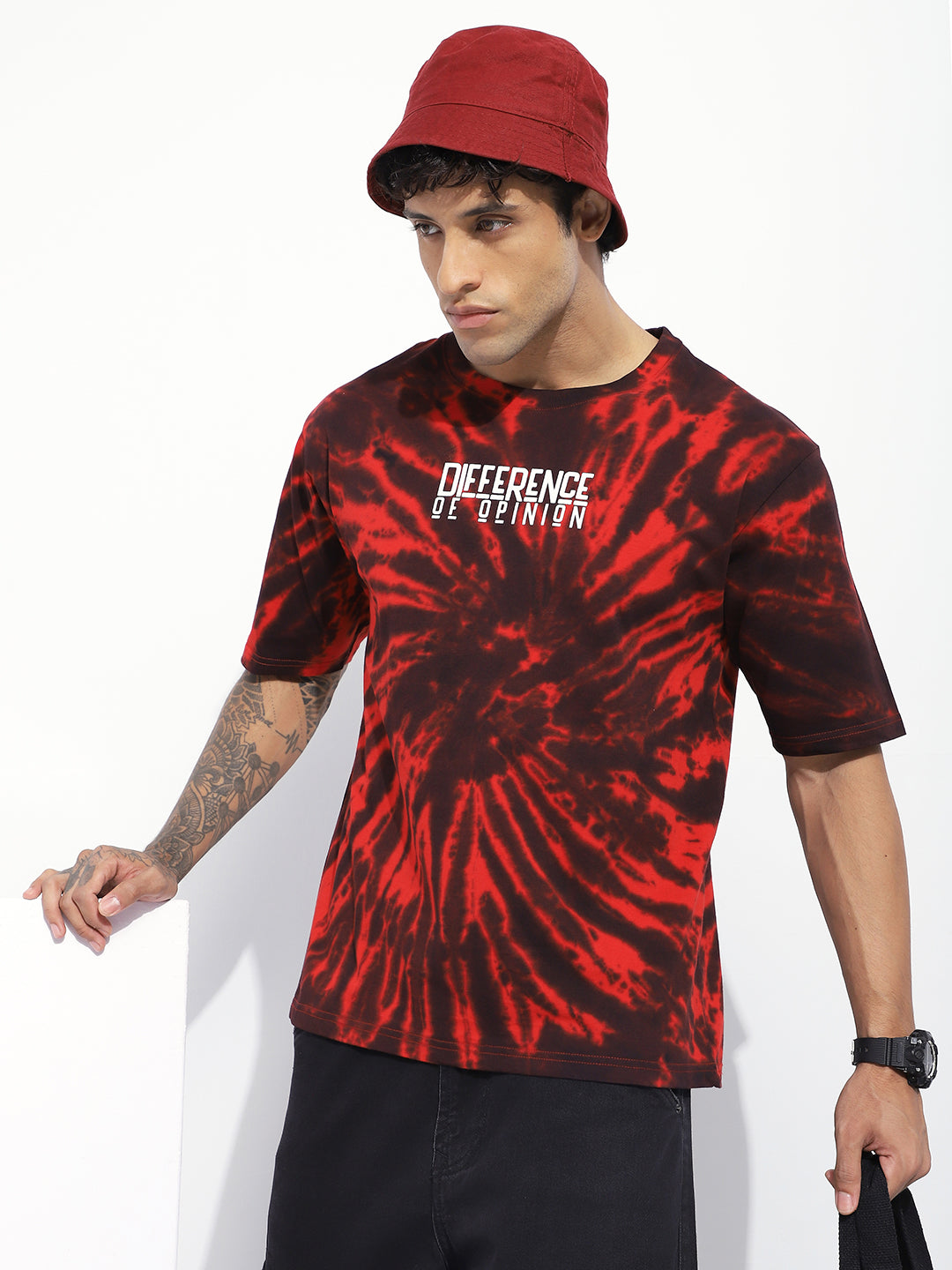 Mens Half Sleeve Round Neck Striped Oversized Fit Tshirts