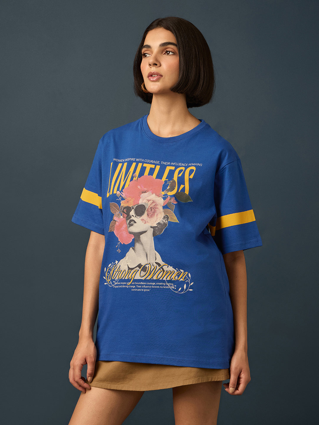 Womens Short Sleeve Printed Oversized Fit Tshirt 