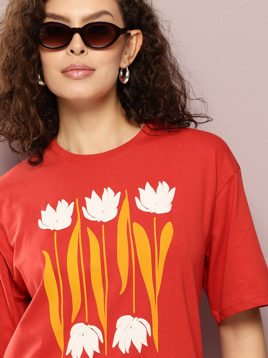 Womens Oversized Short Sleeves Printed Tshirt Dress