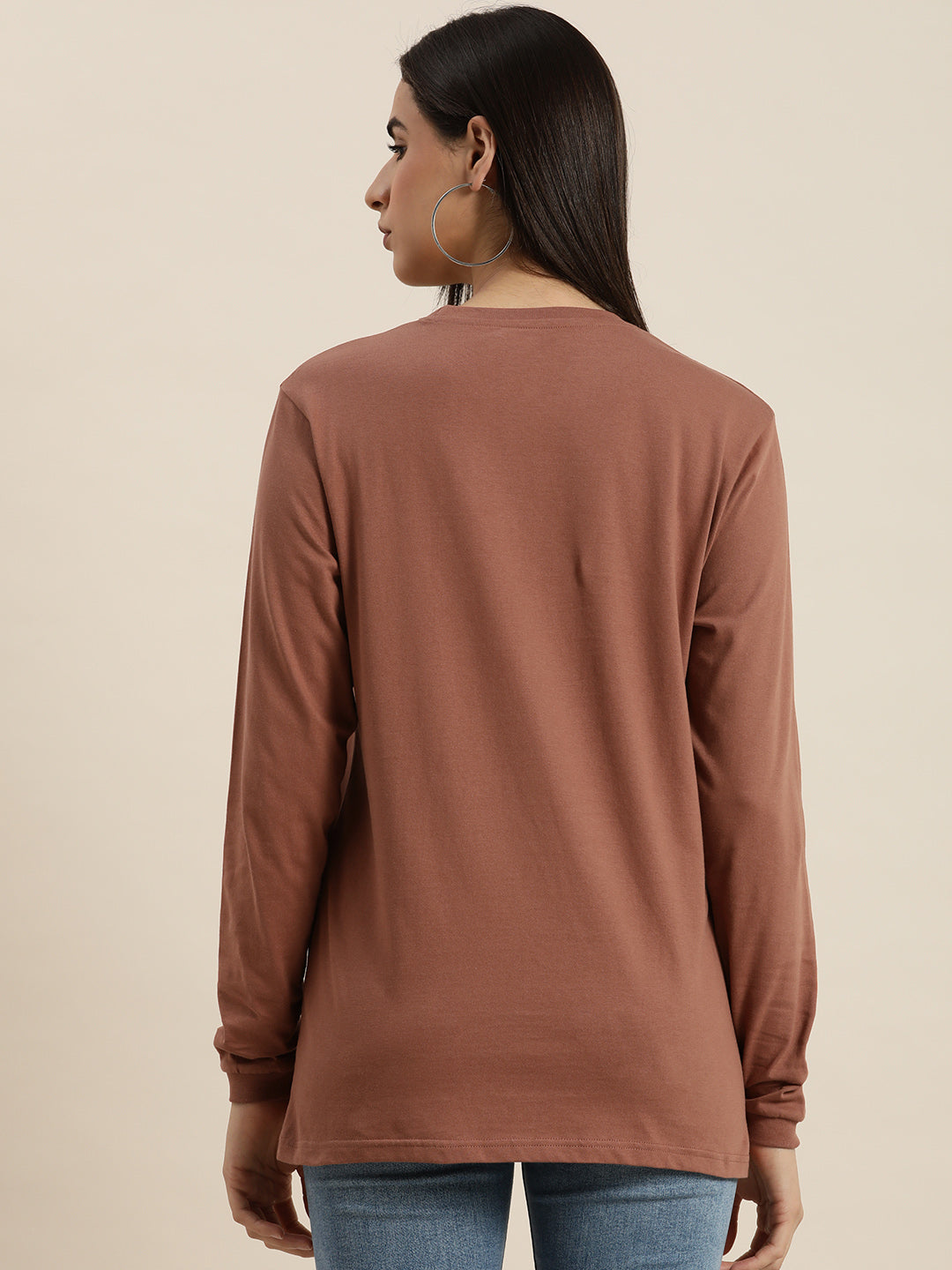 Womens Full Sleeve Round Neck Oversized Fit T-Shirts
