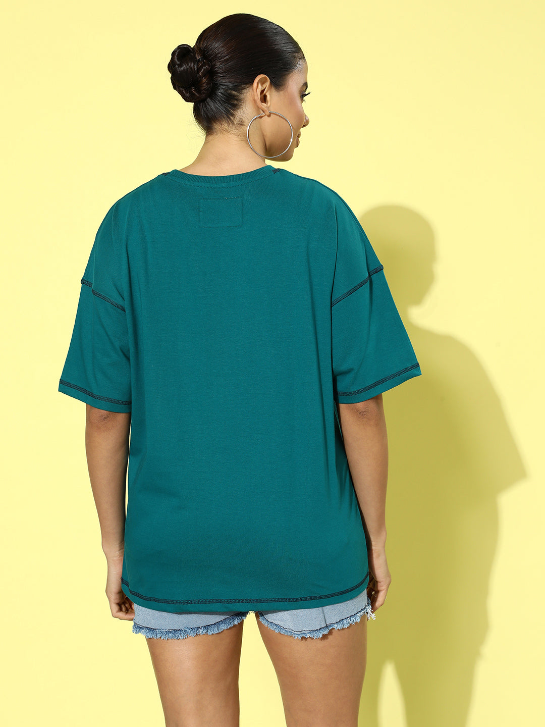 Womens Half Sleeve Drop Shoulder Plain Oversized Fit T-Shirts
