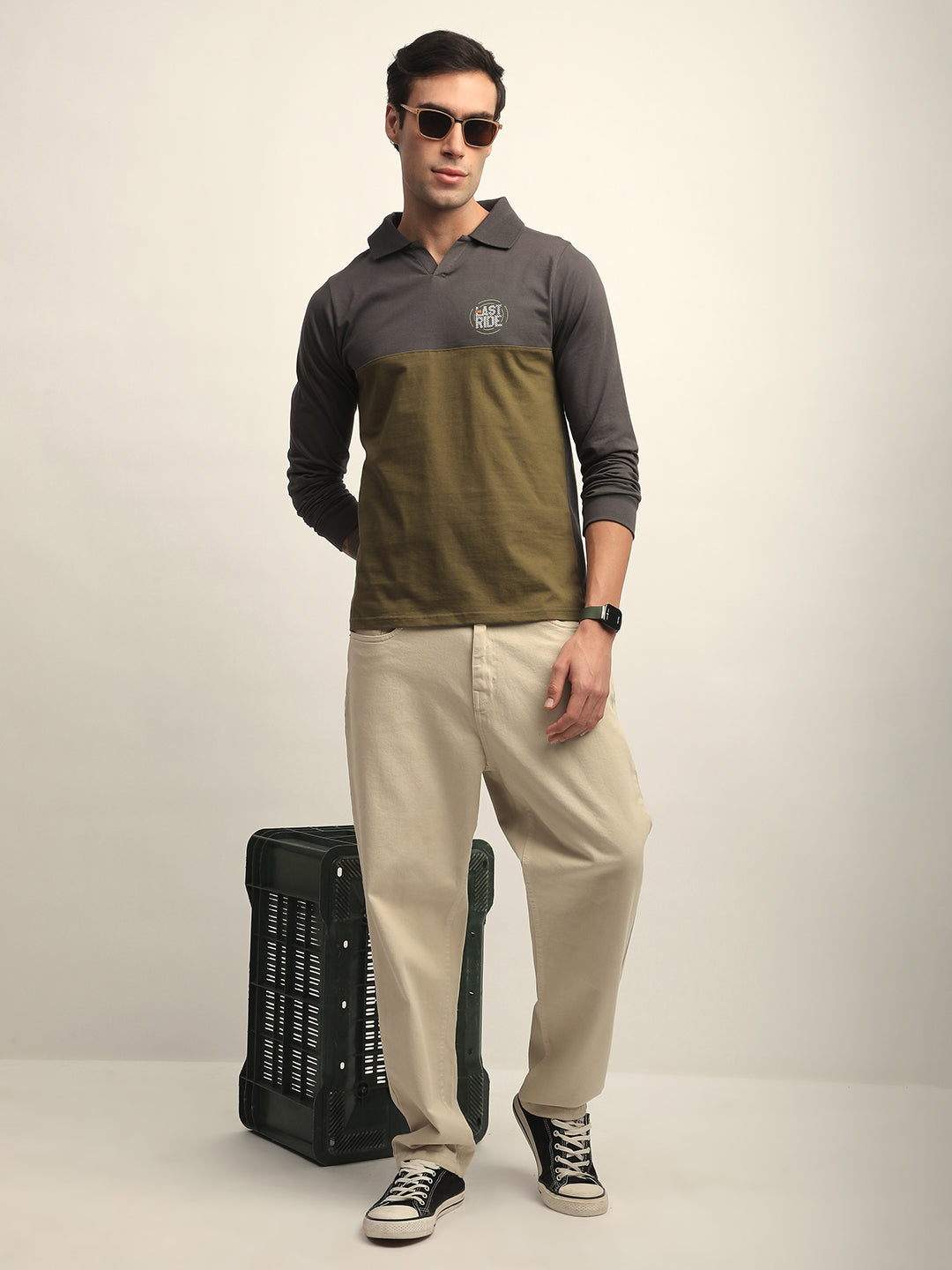 Mens Full Sleeve Polo Neck Printed Regular Fit Tshirts