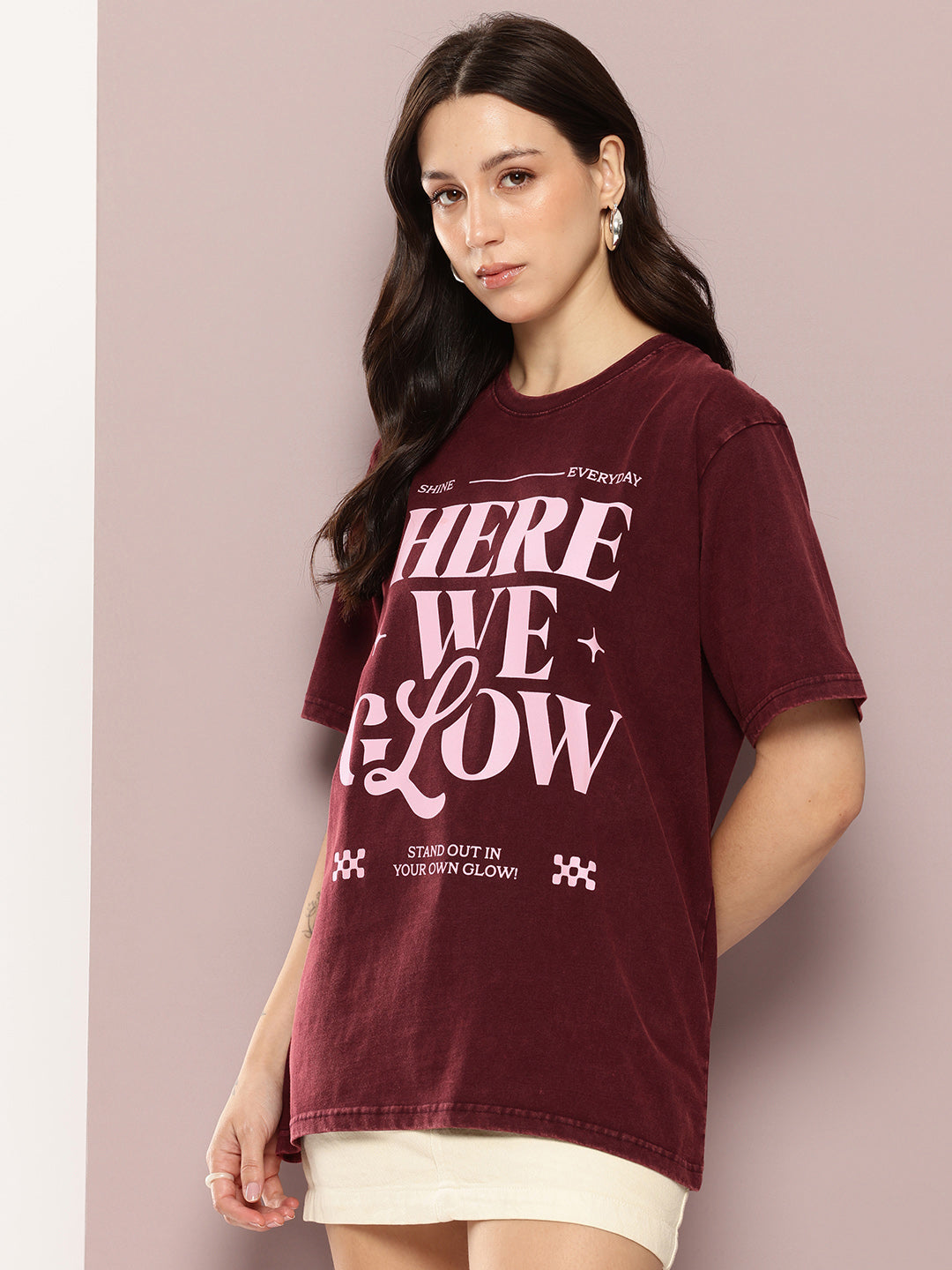 Womens Half Sleeve Round Neck Printed Oversized Fit Tshirts