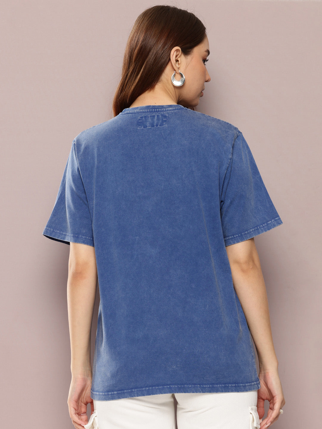 Womens Half Sleeve Round Neck Puff Print Oversized Fit Tshirts