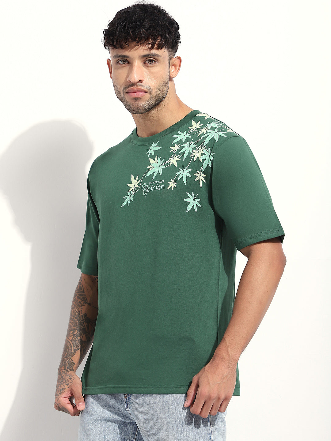 Mens Half Sleeve Round Neck Embroidered Oversized Fit Tshirts