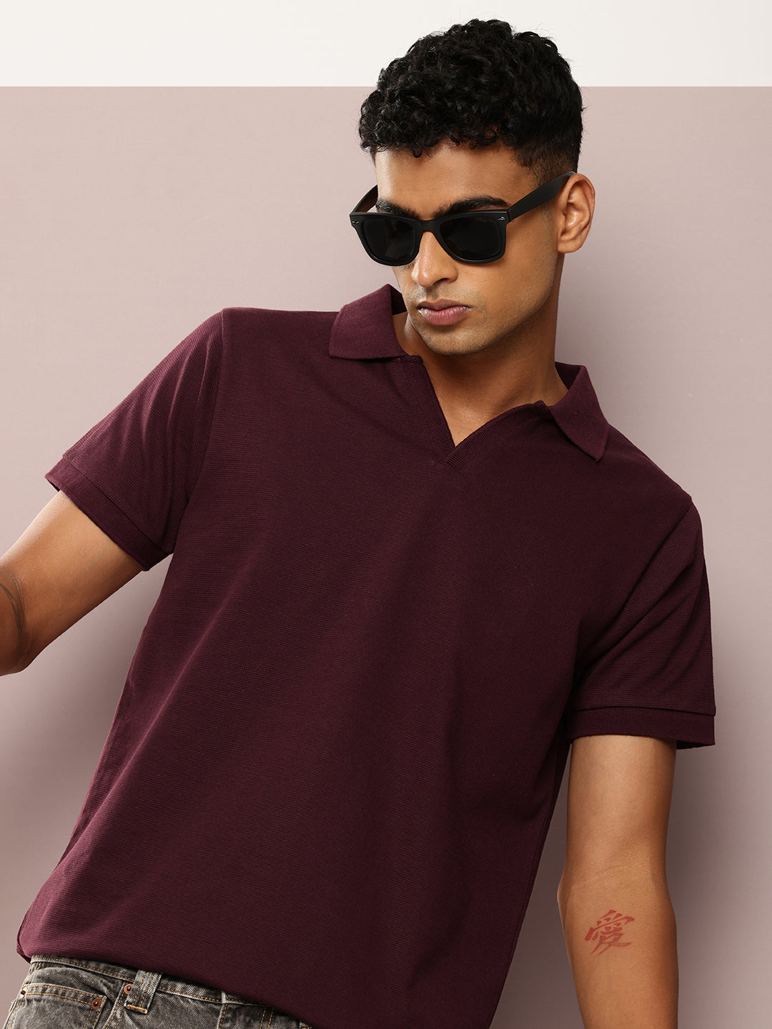 Mens Half Sleeve Polo Neck Solid Regular Fit Tshirts
