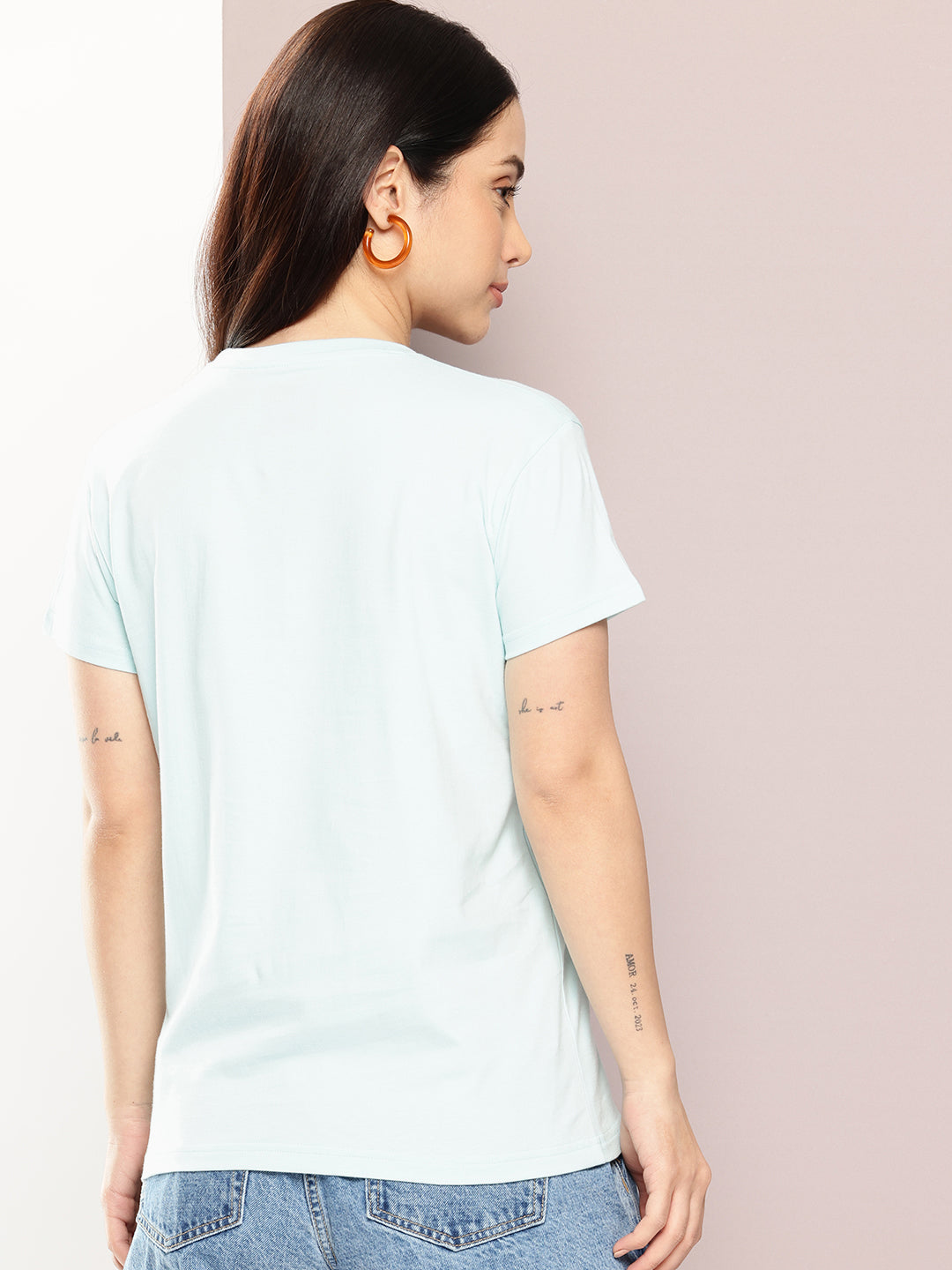 Womens Half Sleeve Round Neck Embroidery Regular Fit Tshirts